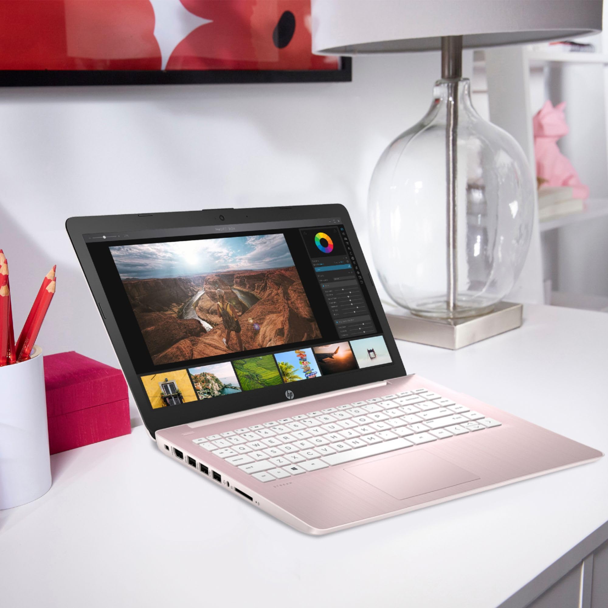 HP Stream 14-cb122ds 14-inch HD Laptop - Intel Celeron N4020, 4GB DDR4 RAM, 64GB eMMC Storage, WiFi, Bluetooth, HDMI - Windows 11 Home S (Renewed, Rose Pink) | Perfect for Students, Remote Work & Light Computing