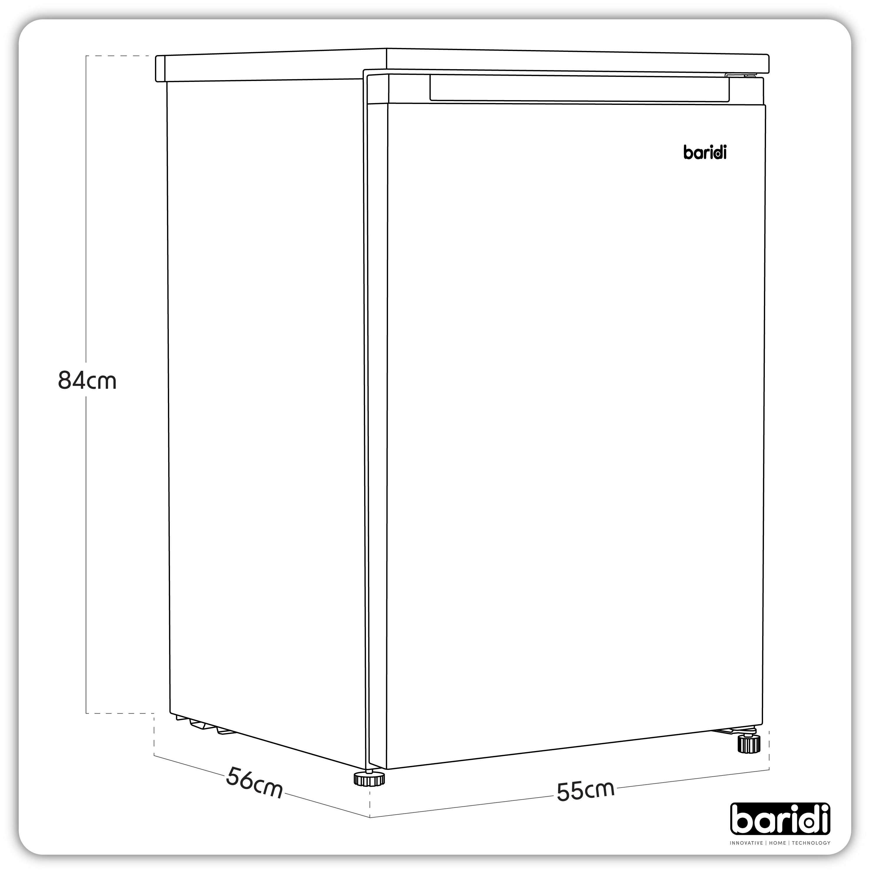 Baridi 55cm Undercounter Freezer with Adjustable Thermostat, 85L Capacity, Black (DH251) - Perfect for Kitchen, Basement, Garage & Small Spaces