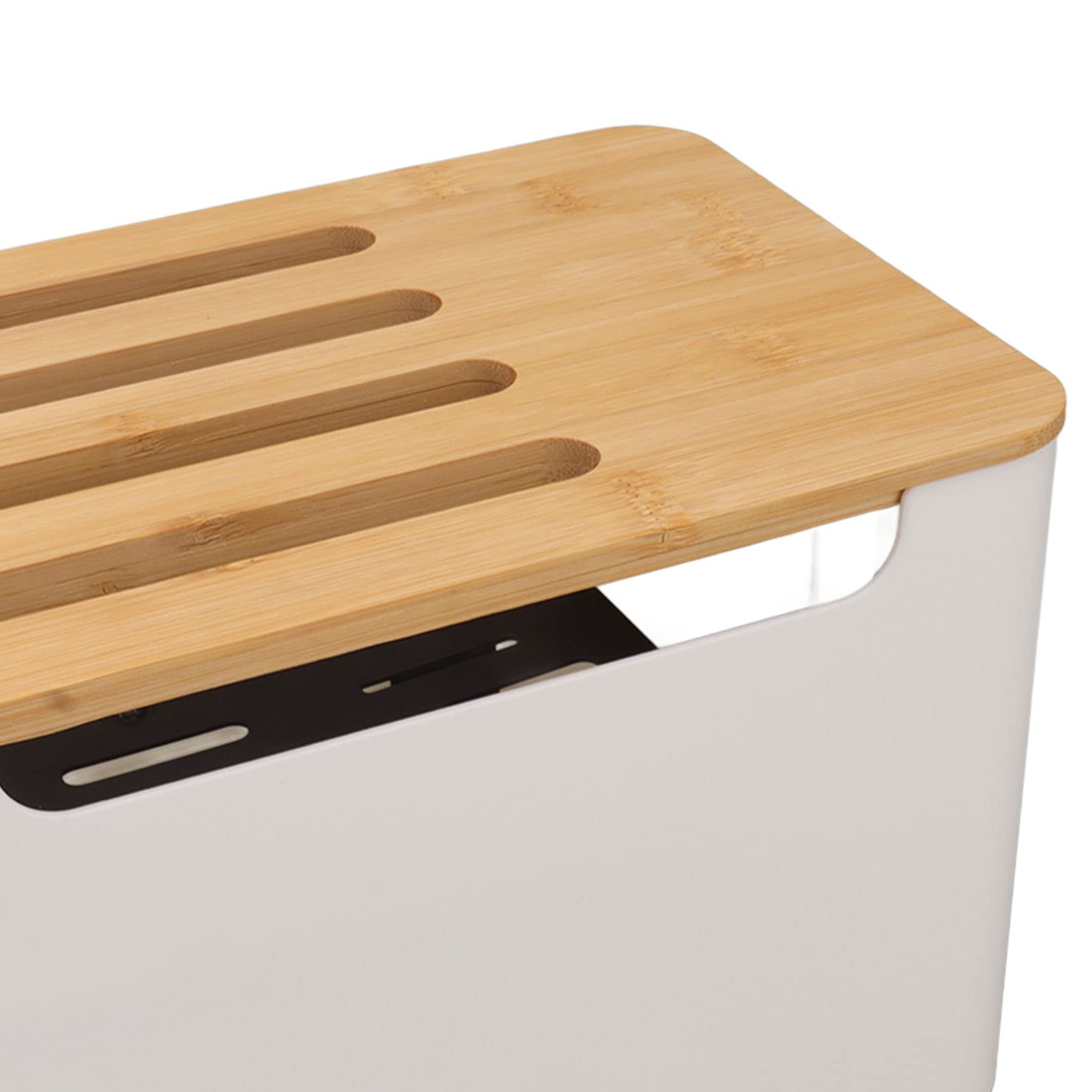 Wooden Router Storage Box with Multi-Hole Bit Shelf - Cable Management Organizer for Modem, Power Strip & Router - Perfect for Home Office & Living Room Organization