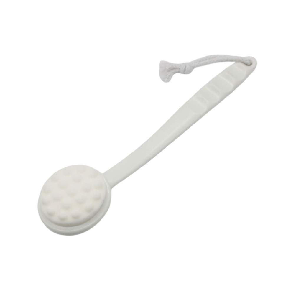 Beaupretty Detachable Long Handle Bath Body Brush - Soft Back Scrubber & Massager for Wet/Dry Skin Exfoliation - Perfect for Shower, Spa & Self-Care Routines (White)