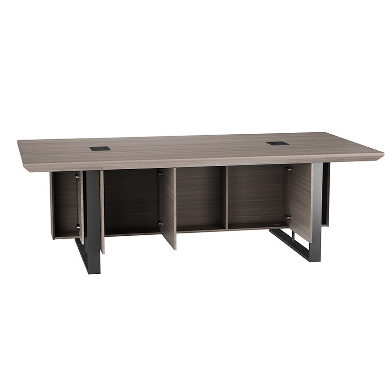 INIGO 8ft Boardroom Meeting Table - Hazelnut & Black Finish - Large Conference Table for Office, Meeting Room, and Corporate Events