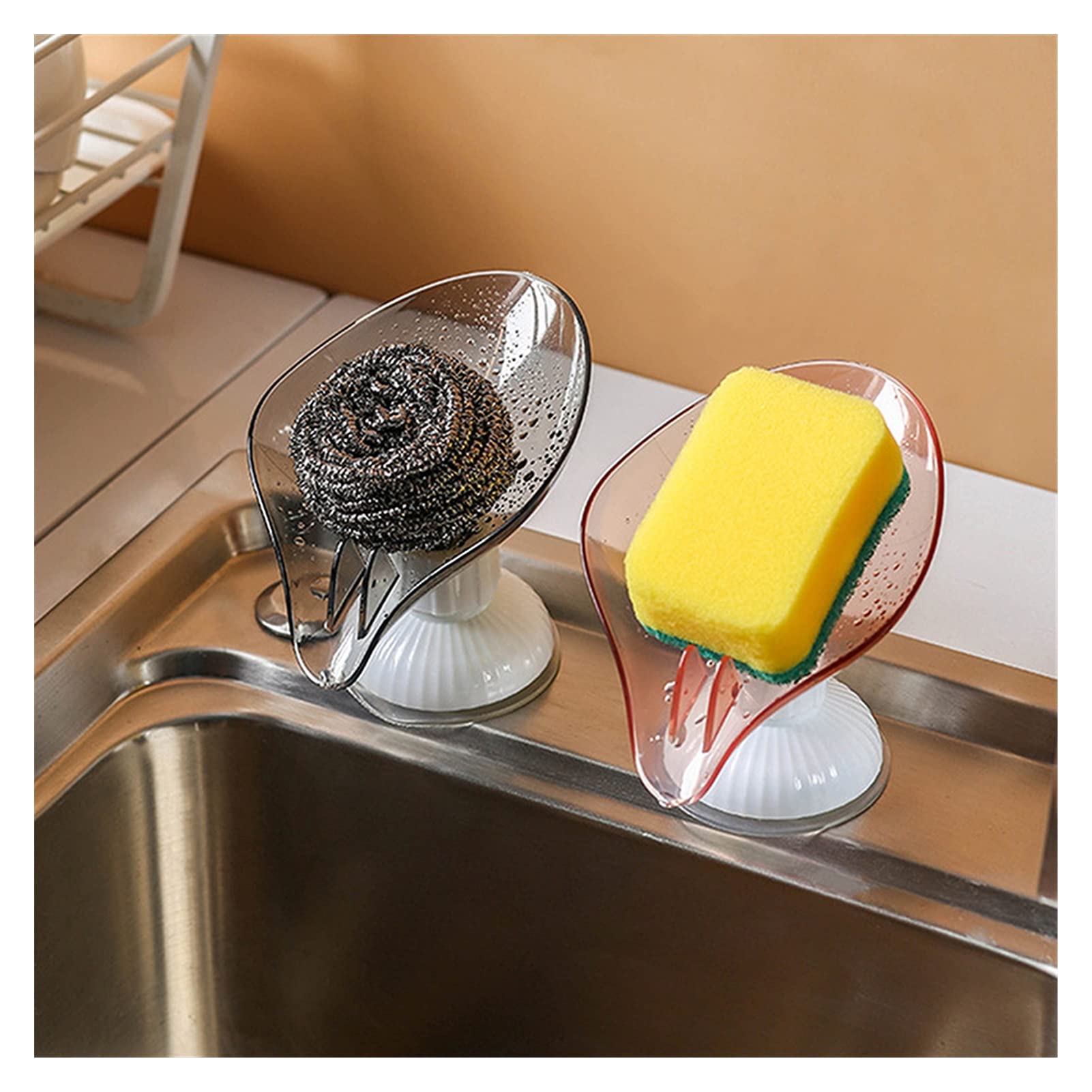 Leaf Shape Soap Holder Box with Drain - Elegant Bathroom Shower Soap Dish Storage Tray for Sink Countertop - Blue Bathroom Organizer & Decorative Accessory - Perfect for Spa, Guest Bath, and Luxury Home Decor