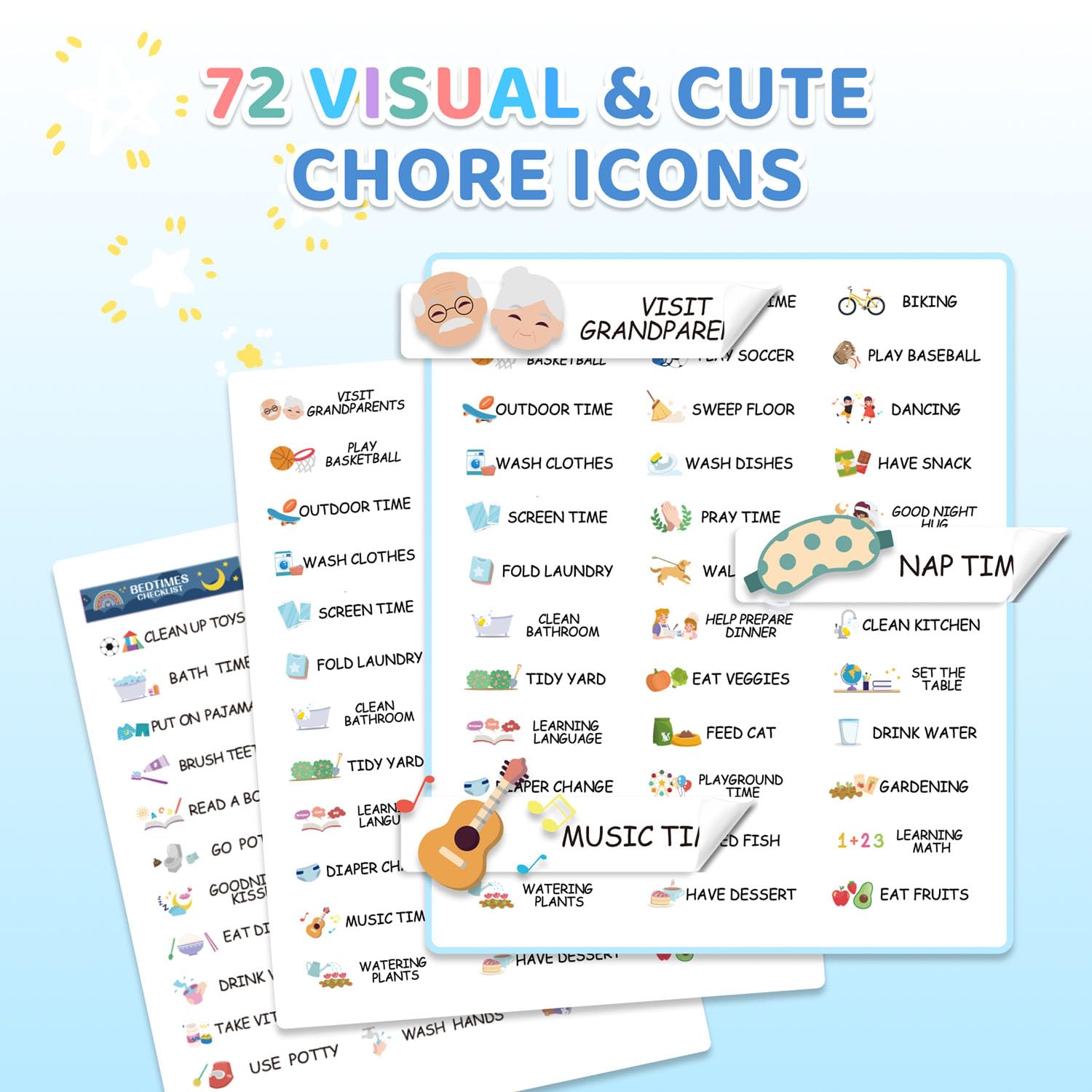 2 in 1 Magnetic Chore Chart for Kids - Morning & Bedtime Routine Schedule Board with Visual Checklist - ADHD Tools for Toddlers & Children - Perfect for Home Organization & Daily Task Management