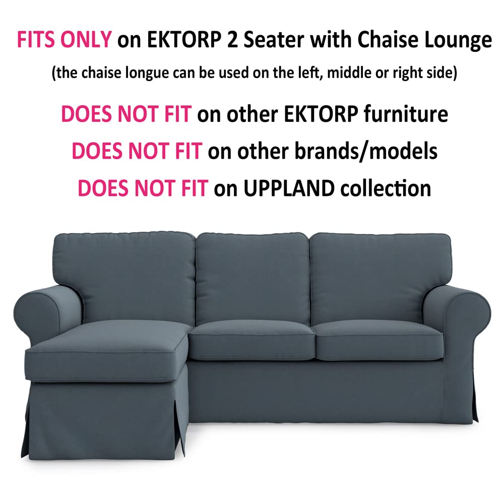 Custom IKEA Ektorp 2-Seat Loveseat & Chaise Lounge Slipcover Replacement - Titanium Grey | Perfect for Sofa Protection & Home Decor Upgrade | Fits Ektorp Sectional 3-Seat Sofa