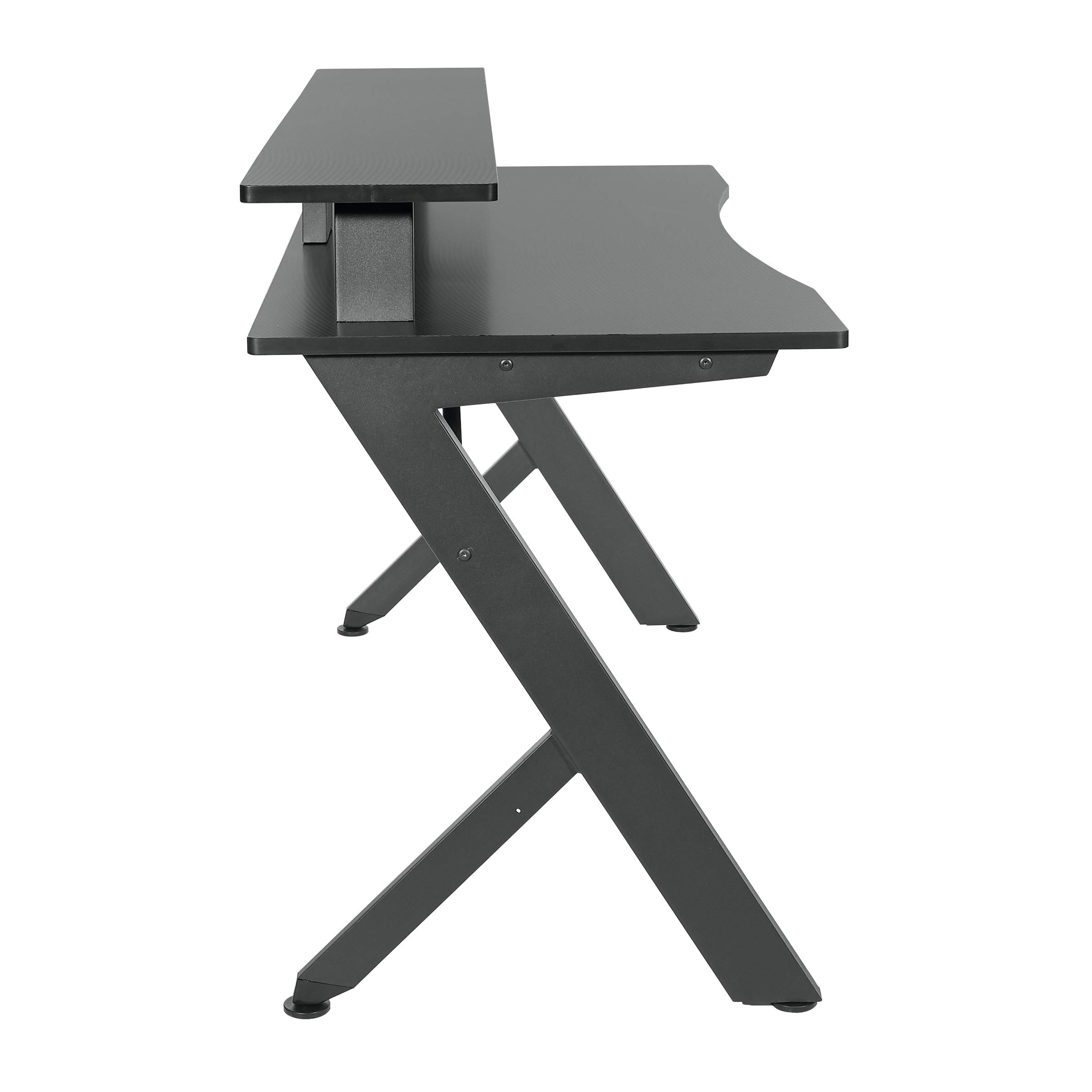 OSP Home Furnishings Area51 Battlestation Gaming Desk with Bluetooth RGB LED Lights - Ergonomic Computer Desk for Gamers & Streamers - Matte Black Gaming Desk for PC Setup, Home Office & Esports