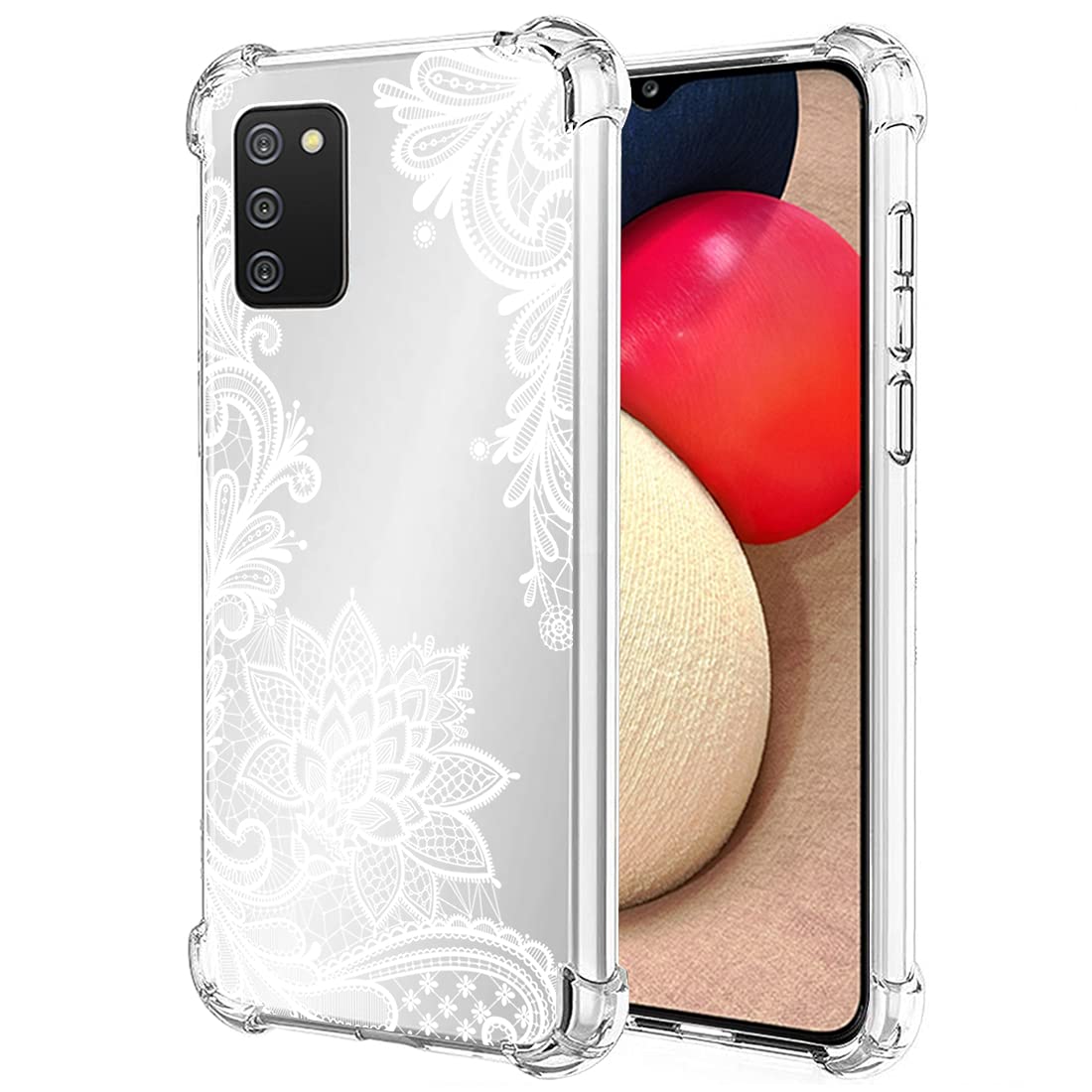 Samsung Galaxy A02S Phone Case - Slim Shockproof Clear Floral TPU Protective Cover for Women & Girls | Soft Flexible Mandala Design | Perfect for Everyday Use, Work & Travel