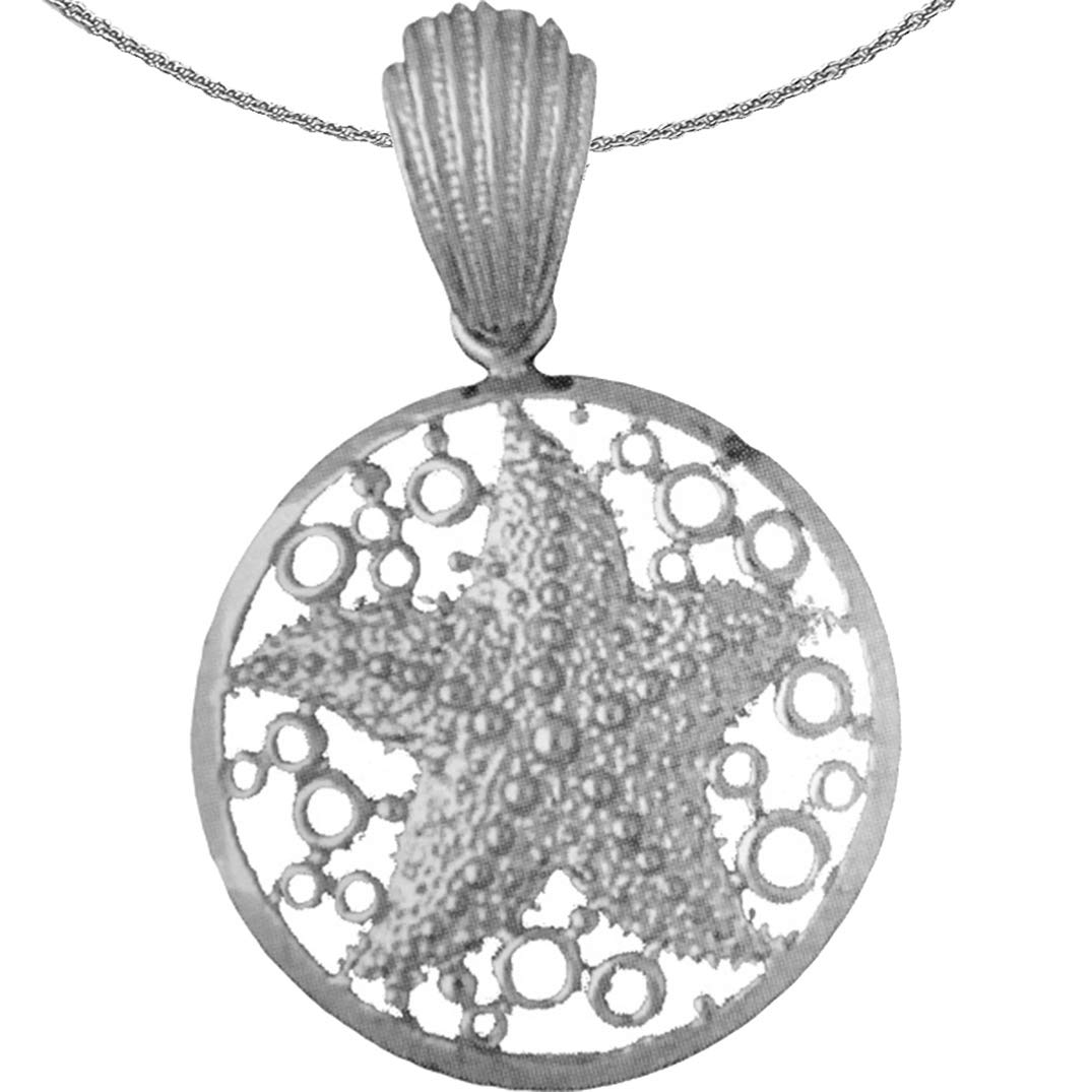 Silver Starfish Necklace - Rhodium Plated 925 Sterling Silver Pendant with 18 Inch Chain | Elegant Beach Jewelry for Women, Perfect Gift for Summer Vacations & Ocean-Themed Parties