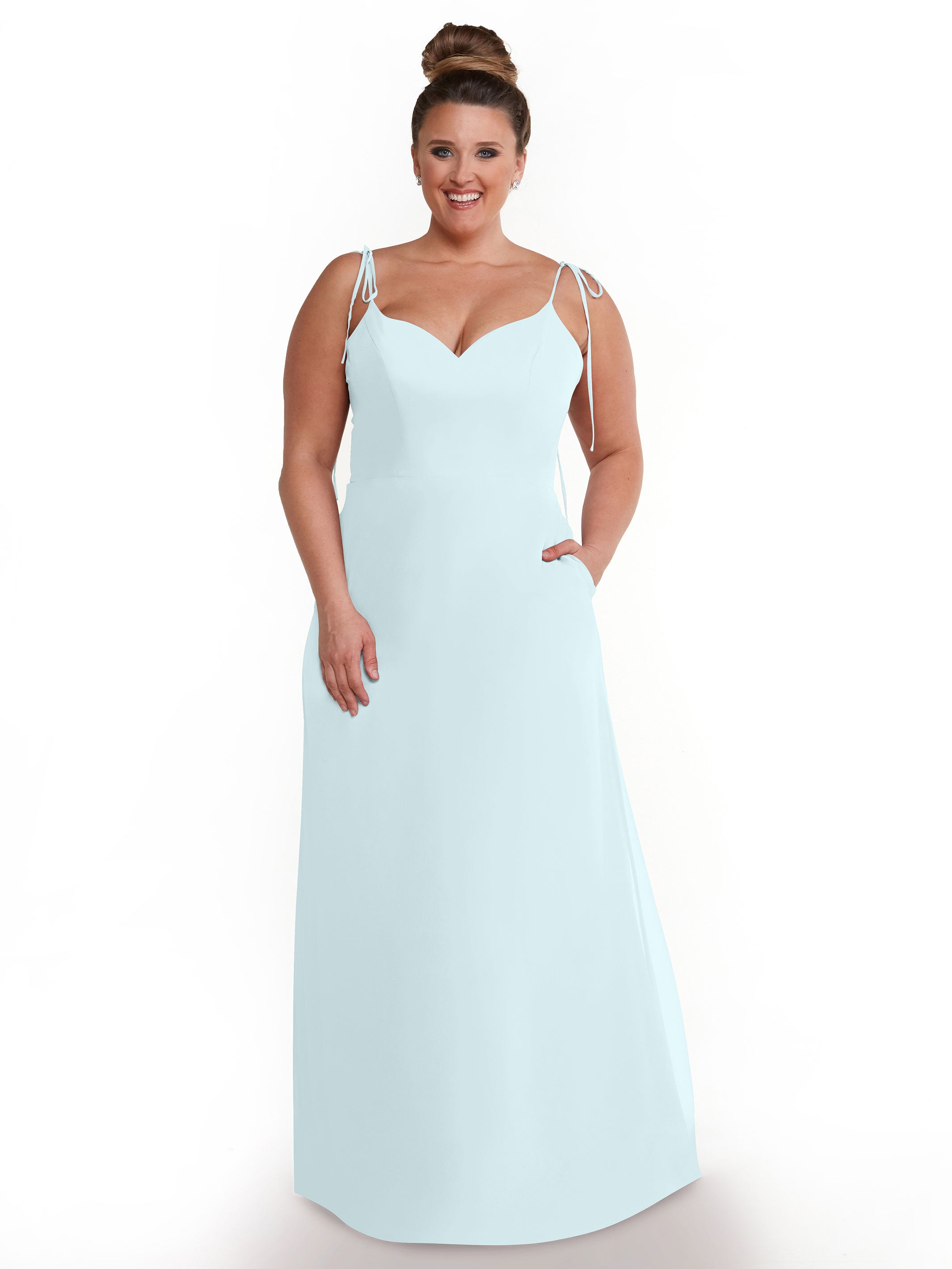 Elegant 80144 Chiffon A-Line Bridesmaid Dress with V-Neck & Spaghetti Straps - Perfect for Weddings, Formal Events & Special Occasions