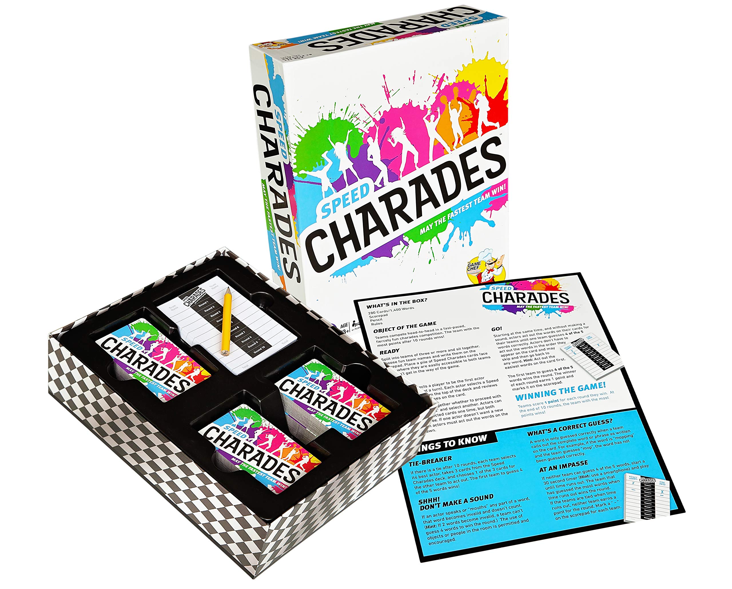 Speed Charades Party Game - Fun Family Board Game with 1400 Charade Cards - Perfect for Game Nights, Team Building & Social Gatherings - Great for Adults, Teens & Kids
