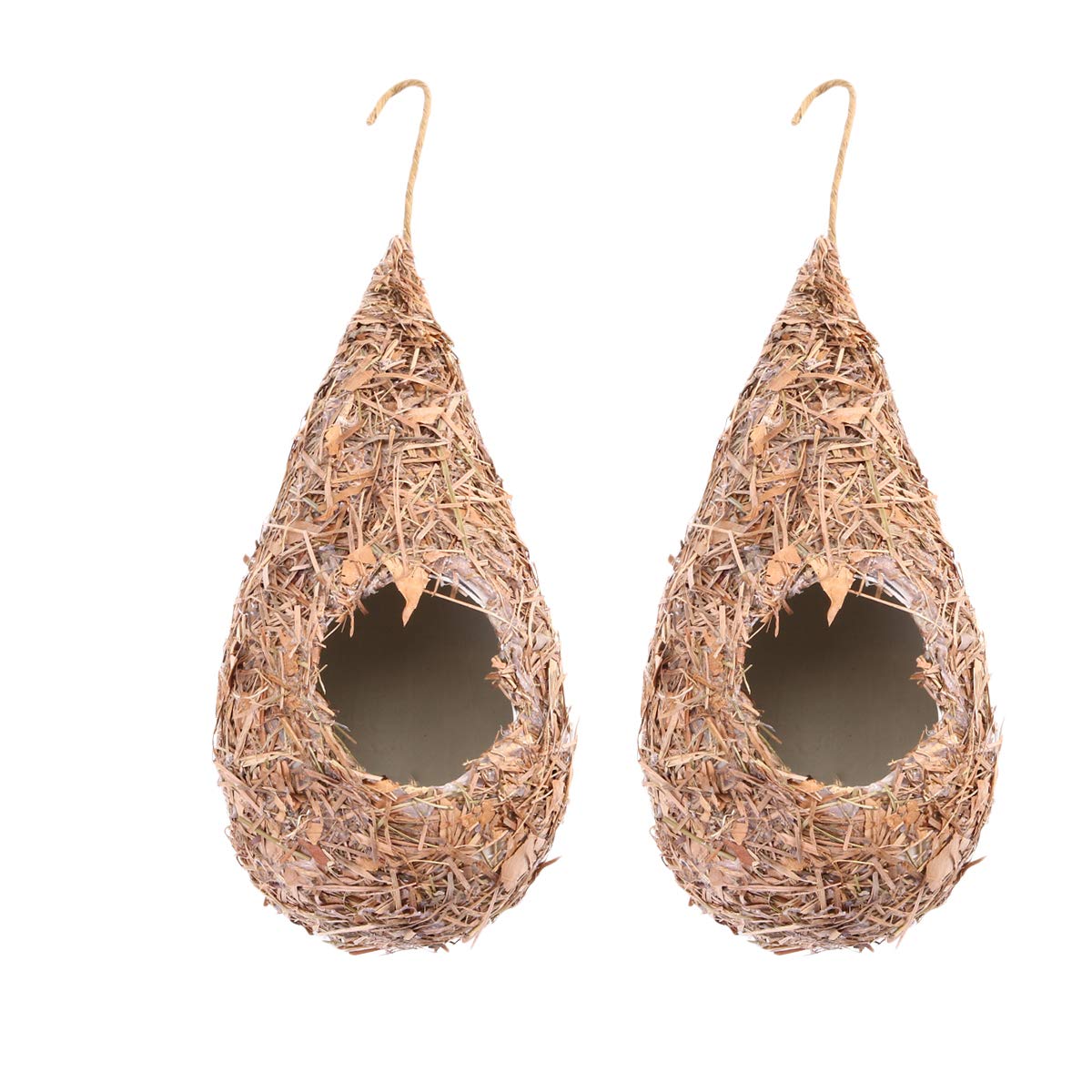 2PCS Artificial Grass Bird Nest Hanging Basket - Natural Weaving Bird House for Outdoor Garden, Patio Decoration - Perfect for Wild Birds Sleeping, Breeding & Nesting Supplies