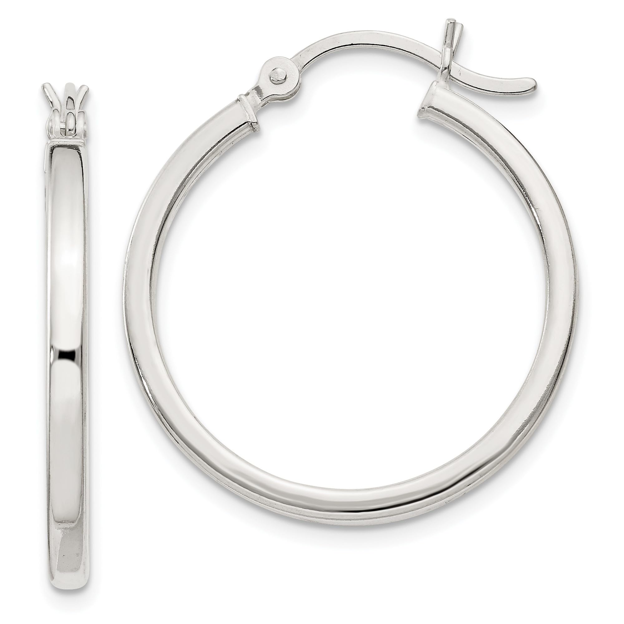 925 Sterling Silver 2.5x25mm Round Small Medium Hoop Earrings for Women - Classic Everyday Jewelry for Work, Date Night & Casual Outfits
