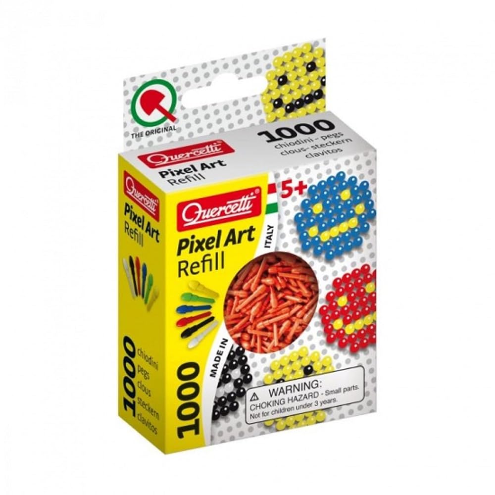 Quercetti Pixel Art Refill Kit - 1000 Red Pegs for Creative Mosaic Art Projects - Perfect for Kids' STEM Learning & DIY Home Decor