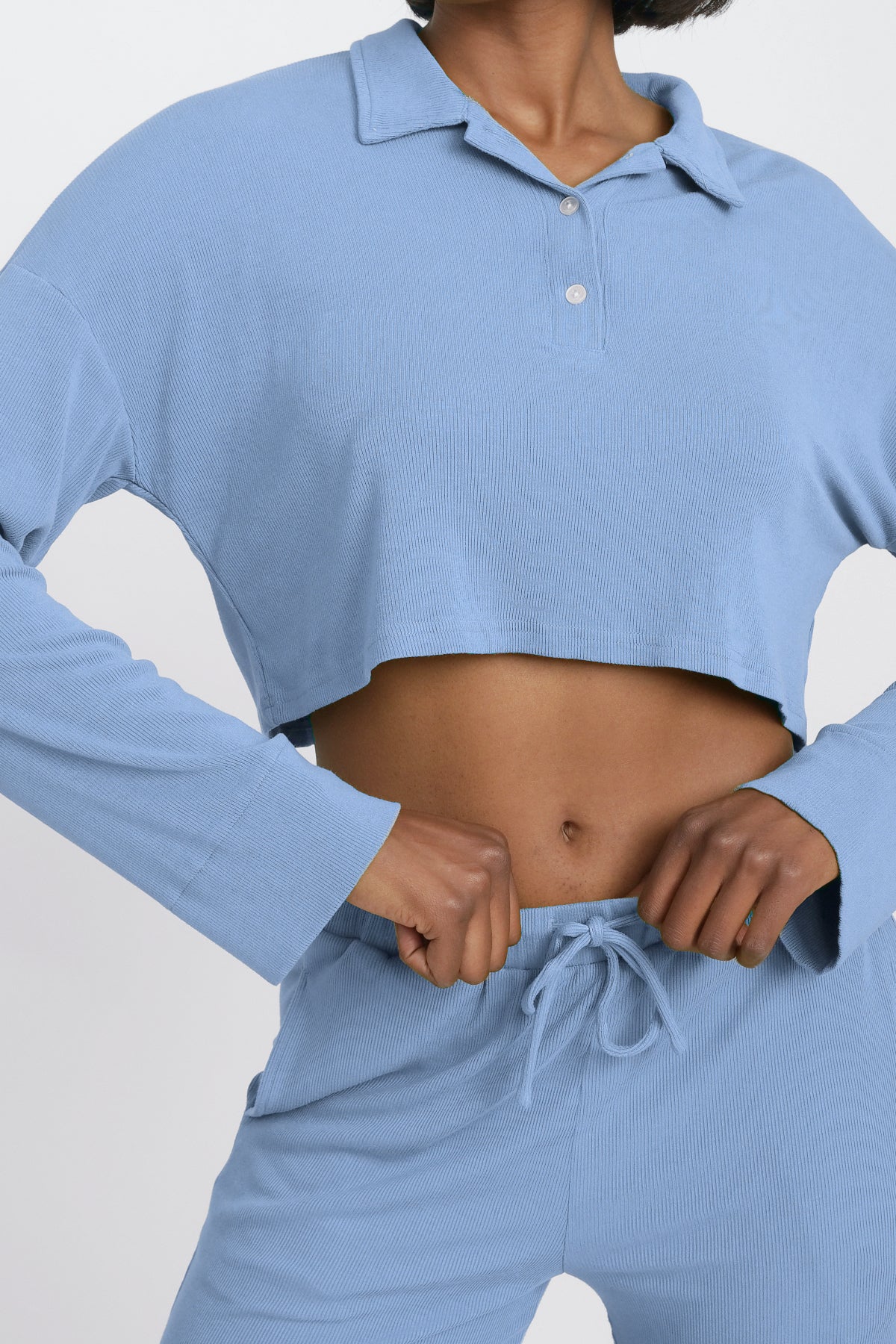 Rory Oversized Crop Top in Azure - Trendy Women's Fashion for Casual Wear & Street Style