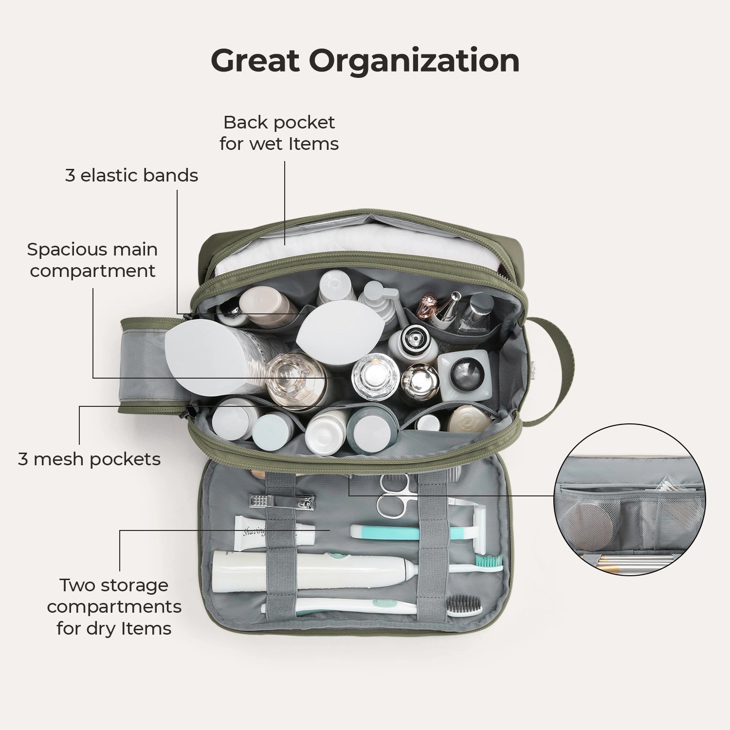Premium Travel Toiletry Bag for Men & Women - Waterproof Hanging Cosmetic Organizer for Bathroom, Gym, Camping & Business Trips