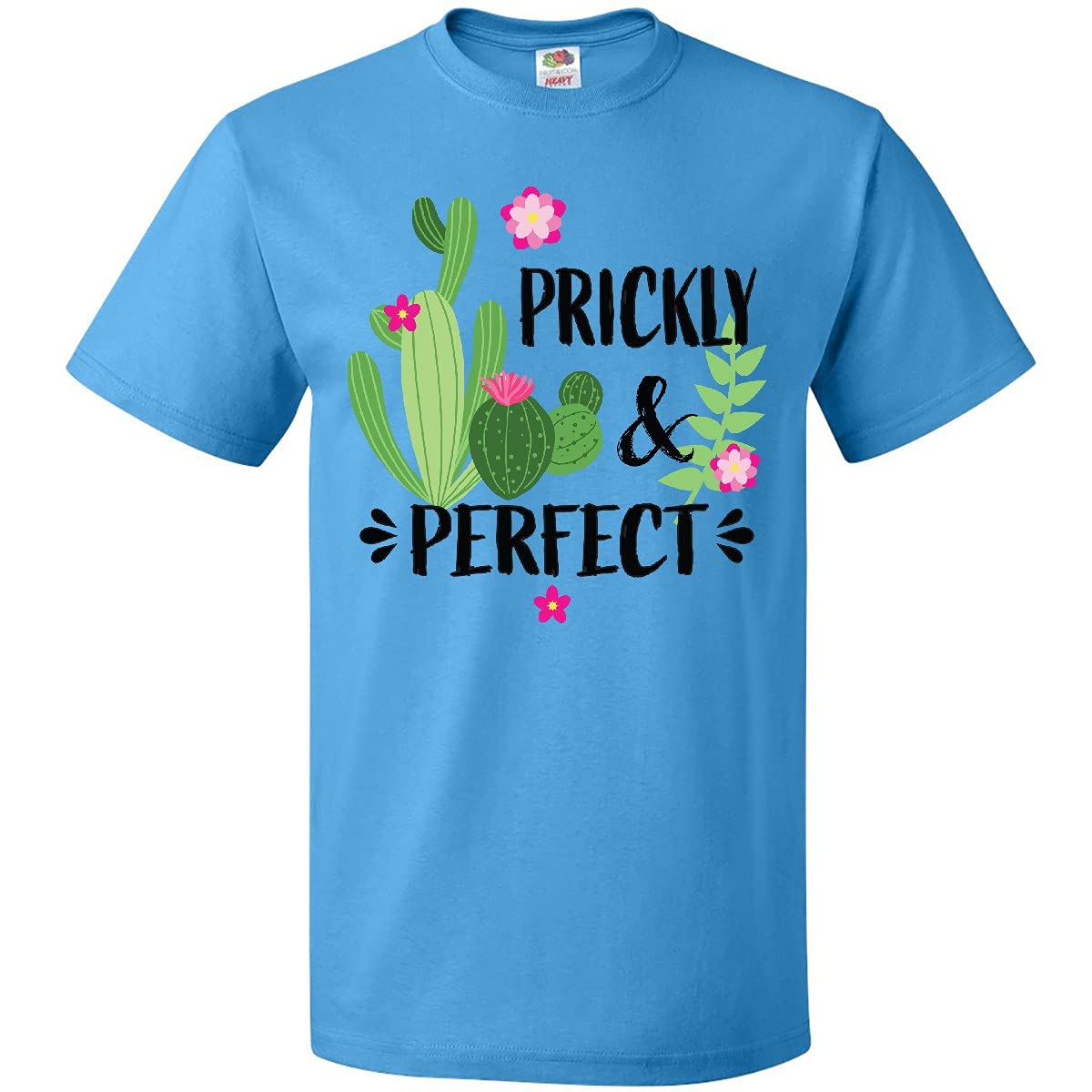 Inktastic Cactus Prickly and Perfect with Pink Flowers Women's T-Shirt - Comfortable Casual Tee for Summer, Outdoors, and Cactus Lovers