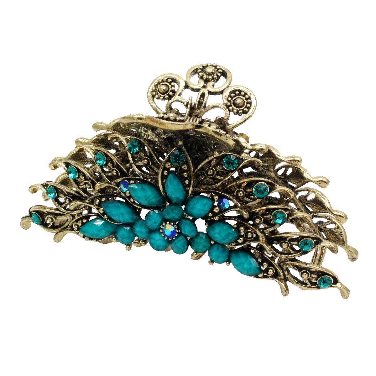 Large Metal Alloy Hair Claw Clip for Women - Strong Non-Slip Jaw Clamp Barrette for Thick Hair Updo | Bath & Swim Accessories | Perfect for Beach, Pool, Gym & Everyday Use - Blue