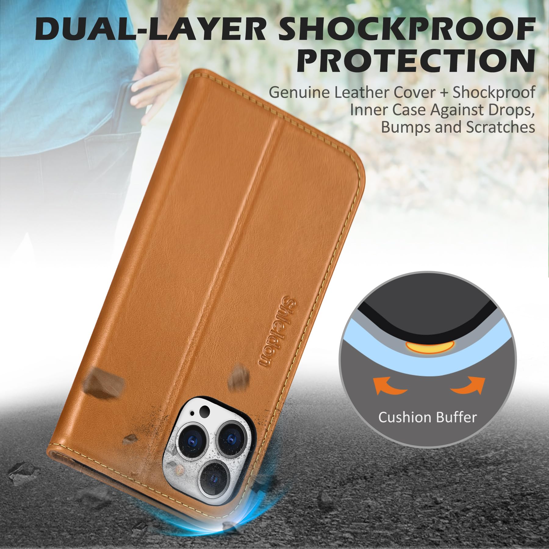Premium SHIELDON Genuine Leather Wallet Case for iPhone 12 Pro Max (6.7