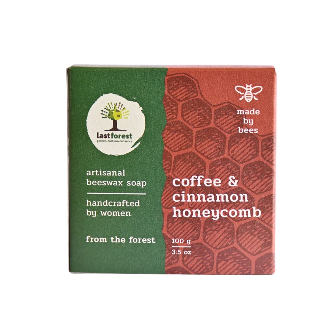 Last Forest Beeswax Soap (100g) - Natural Handmade Herbal Bath Bar for Glowing Skin | Moisturizing with Coffee & Cinnamon | 100% Pure Ingredients for Men & Women | Perfect for Dry Skin Care & Relaxing Bath Time