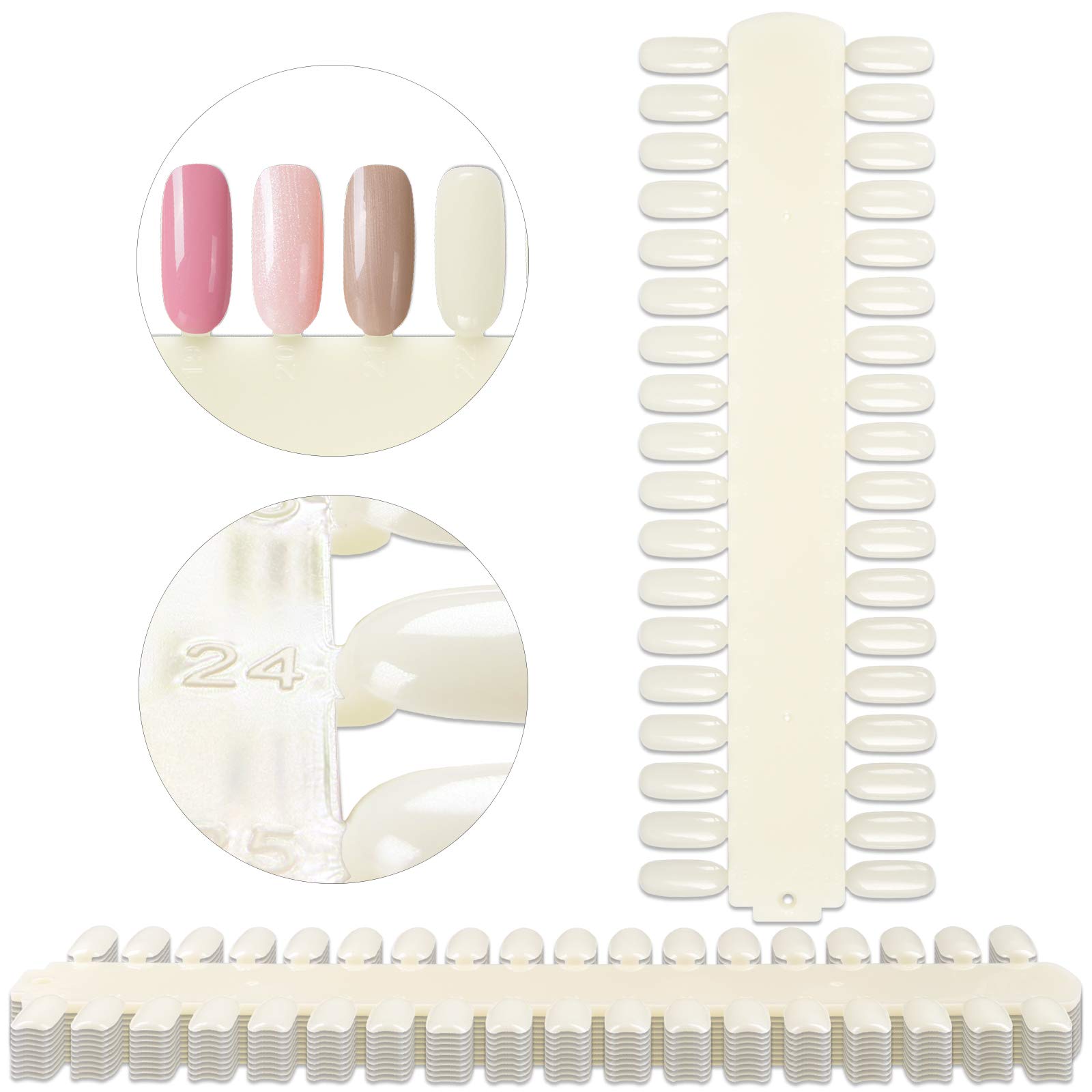 10 Pack Beauticom 36 Nail Tips Display Boards - Natural Nail Art Practice Palette for Swatching & Design Patterns - Perfect for Salon Professionals & DIY Nail Artists at Home