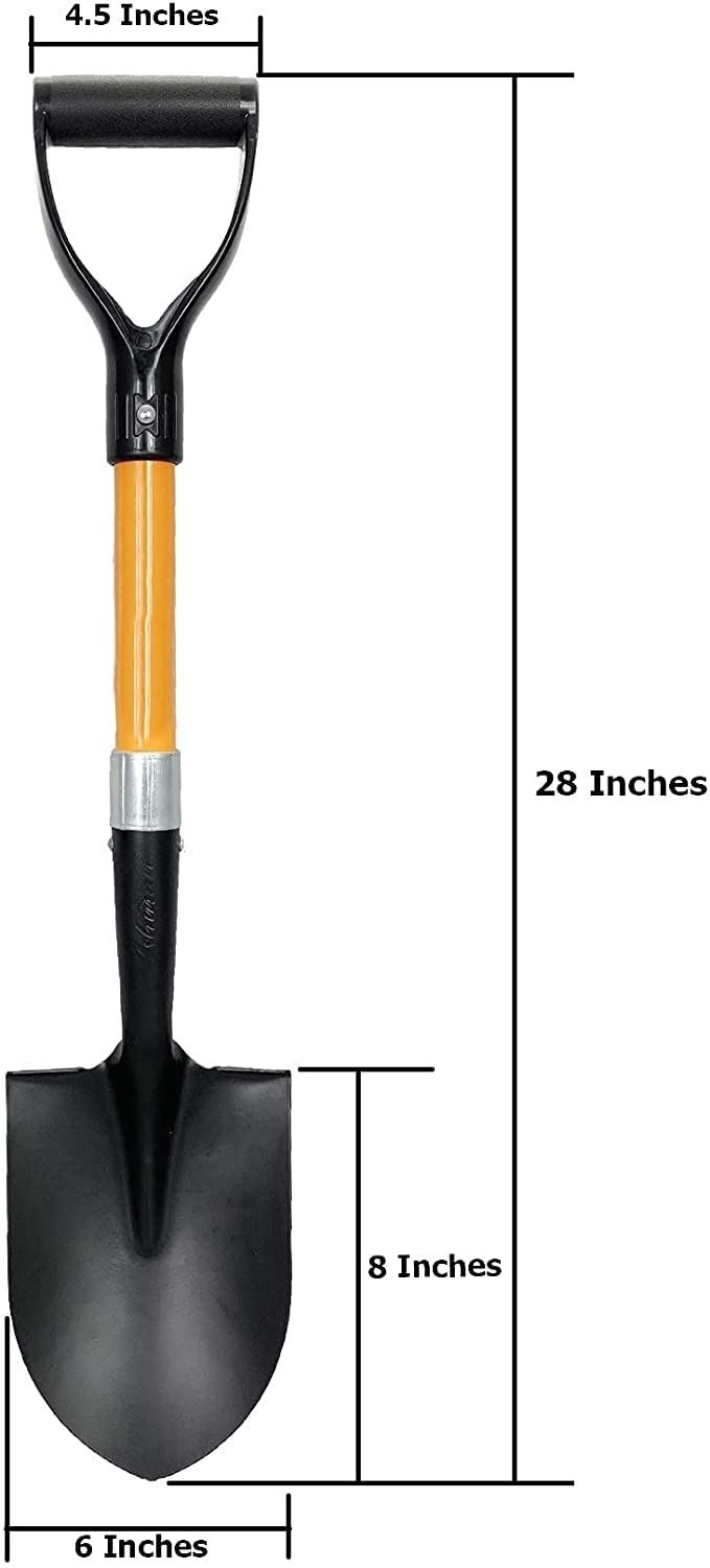 Ashman 6-Pack Short Handle Digging Shovel - 27-Inch Kids Beach & Garden Shovel with D-Handle & Sturdy Blade - Perfect for Sand Play, Snow Removal & Gardening Tools for Children
