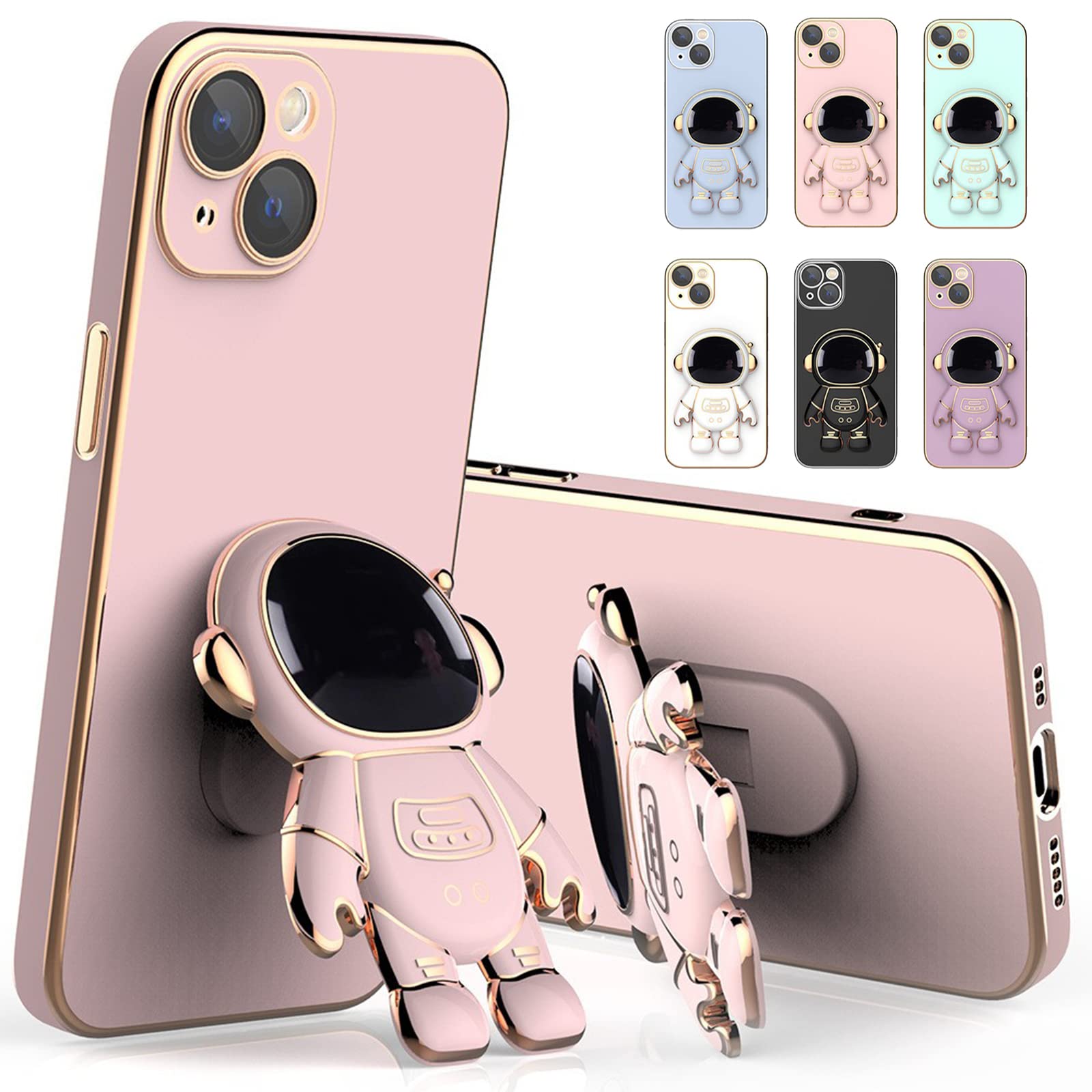 Astronaut Themed 6D Plating Phone Case with Stand - Compatible with iPhone 11/12/13 Pro Max, Pink Space Design for iPhone 12 Pro - Perfect for Sci-Fi Fans & Space Enthusiasts
