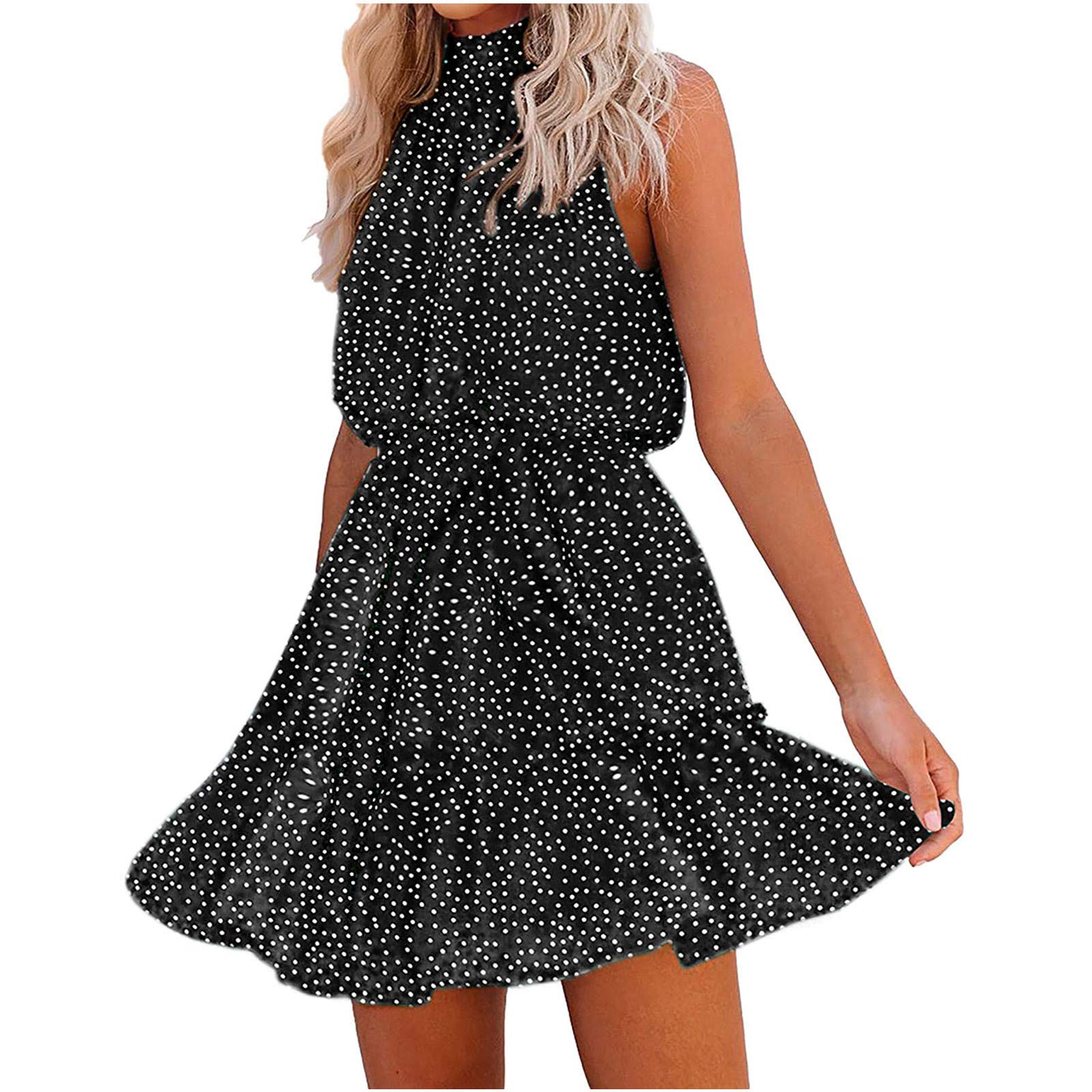 Women's Floral Printed Halter Strapless Ruffle Bandage Dress - Summer Casual Dress for Women | Perfect for Beach Vacations, Date Nights & Outdoor Parties
