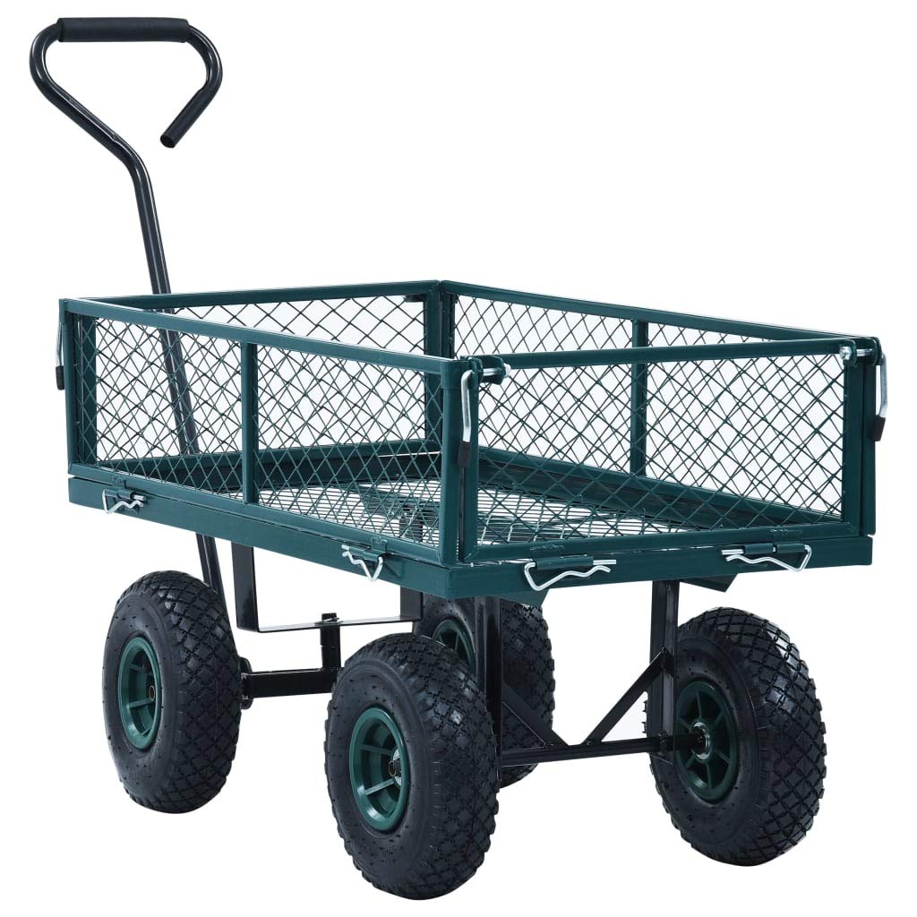 FAMIROSA Heavy Duty Garden Hand Trolley Cart - 551.2 lbs Capacity, Green Outdoor Utility Wagon for Gardening, Landscaping, Moving & Warehouse Use