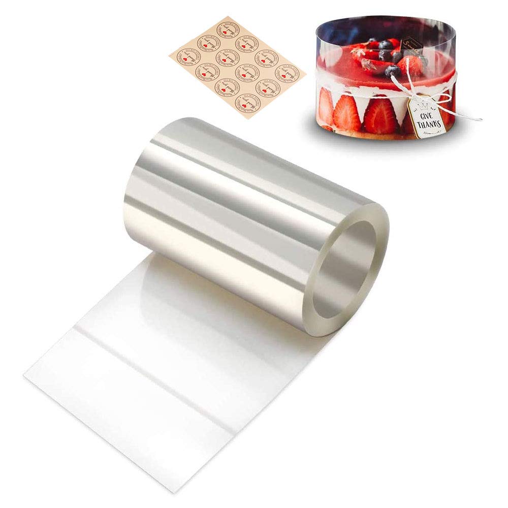 Gutsdoor 3.1 x 394 Inch Clear Acetate Cake Collars - Transparent Mousse Strips & Baking Sheets for Chocolate, Cake Decorating - Perfect for Professional Bakers & Home Baking Enthusiasts