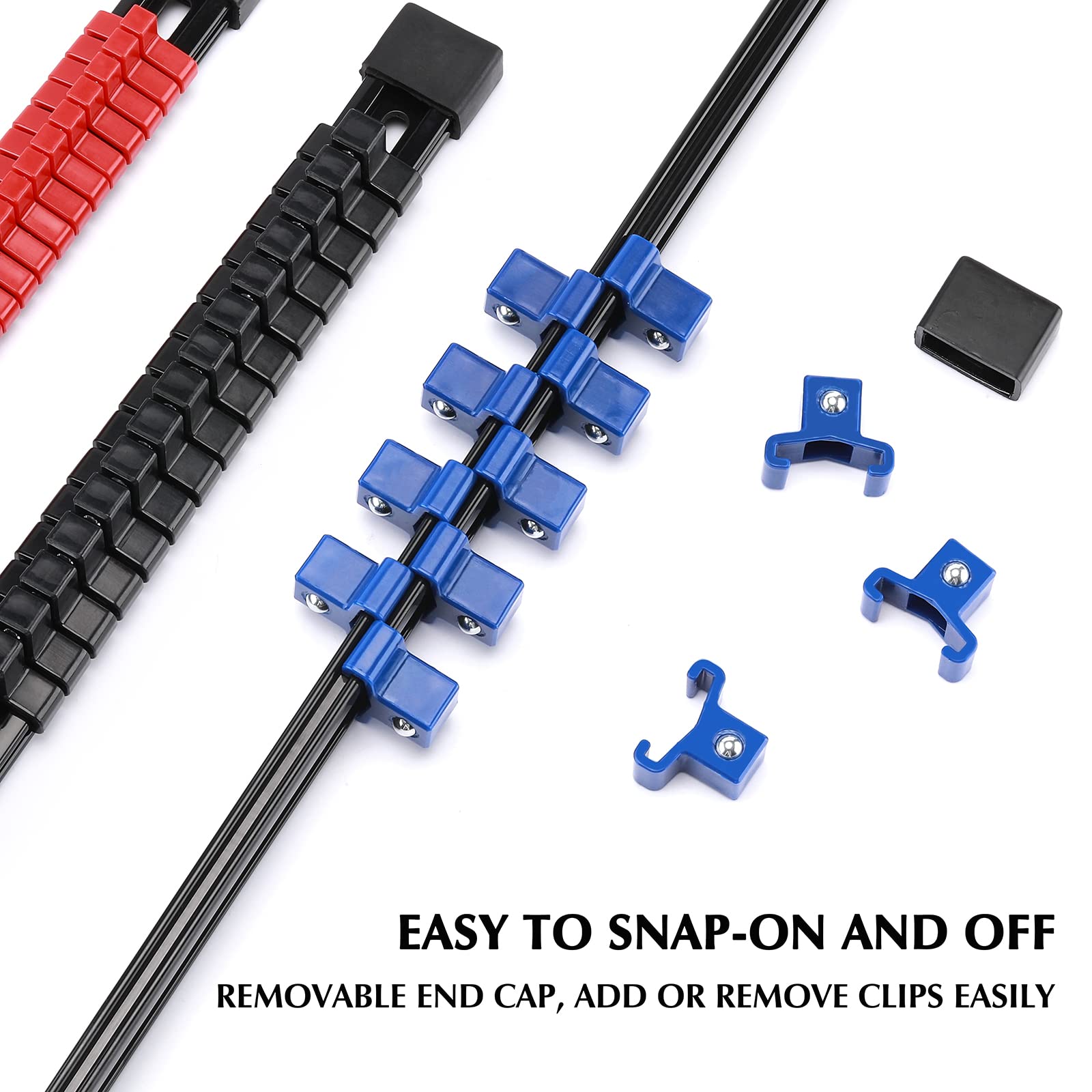 Premium 9-Piece ABS Socket Organizer Rail Set - 1/4
