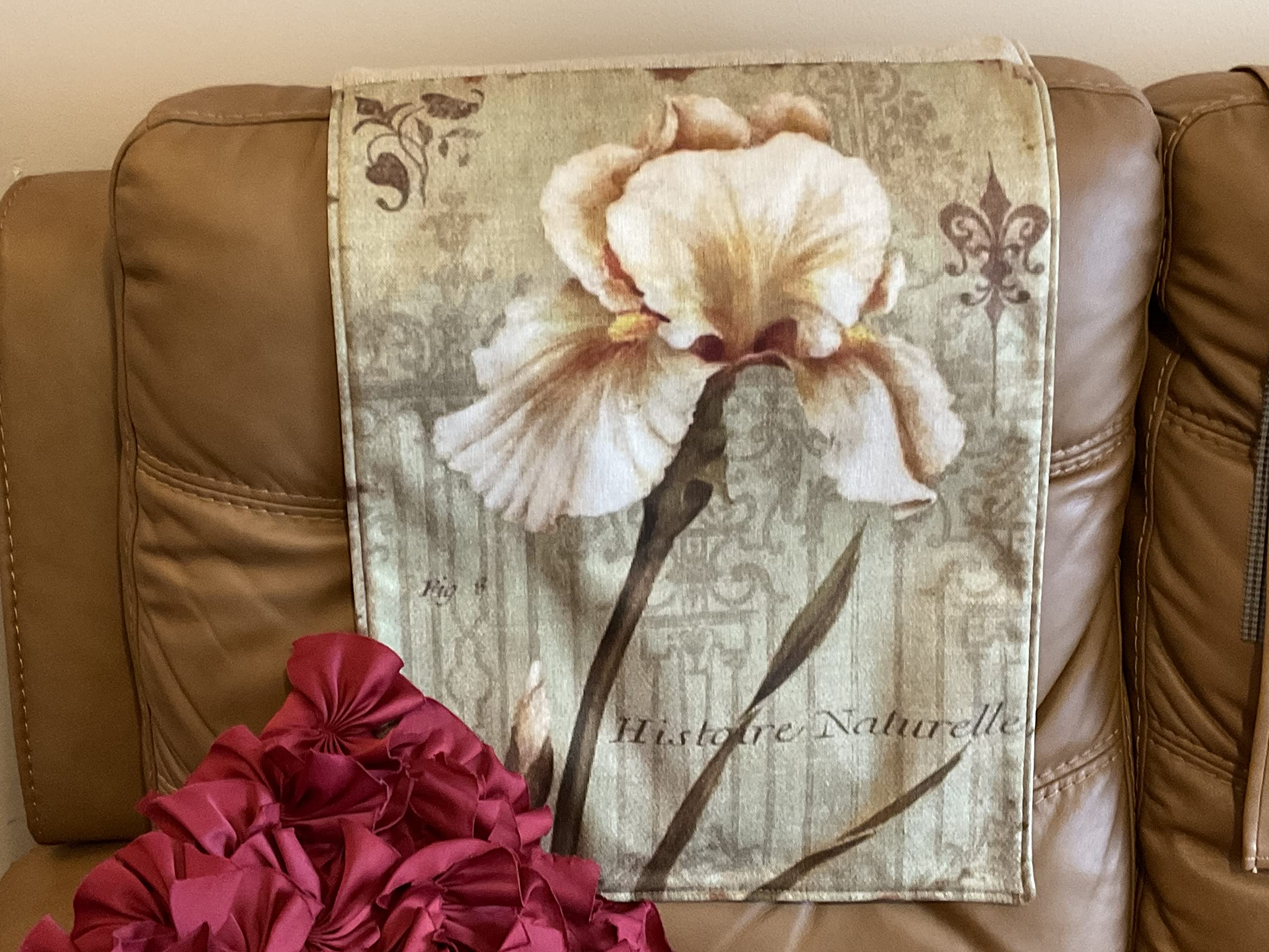 Natural Iris Headrest Cover - Reversible Furniture Slipcover Protector for Sofas, Loveseats, Recliners & Office Chairs - Home Decor Accent Accessory (Perfect for Living Room, Theater & Office Use)