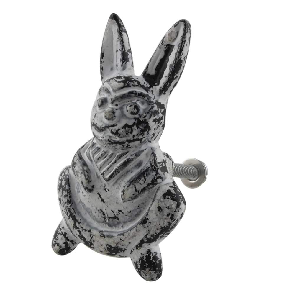 16-Piece White Rabbit Iron Drawer Knobs - Decorative Animal Dresser Pulls for Kids Nursery, Kitchen Cabinets & Home Décor - Durable Cabinet Hardware for Bedroom, Bathroom & Furniture Upgrades