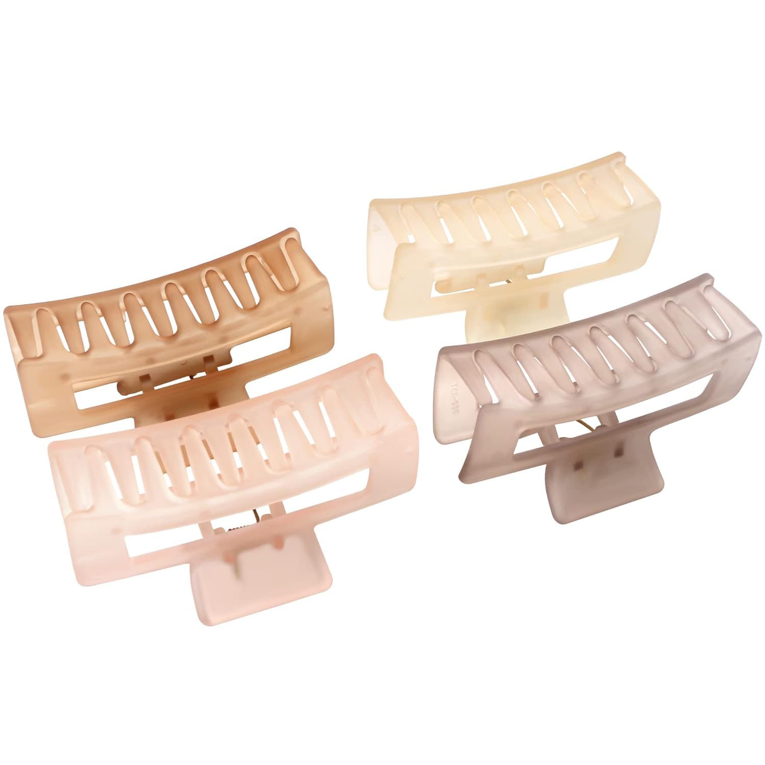 KROGER 4-Pack Hair Claw Clips for Women - Large 3.5 Inch Jelly Grip Clips for Thin, Thick & Curly Hair - Matte Clear Square Jaw Clips - Perfect for Ponytails, Buns & Updos