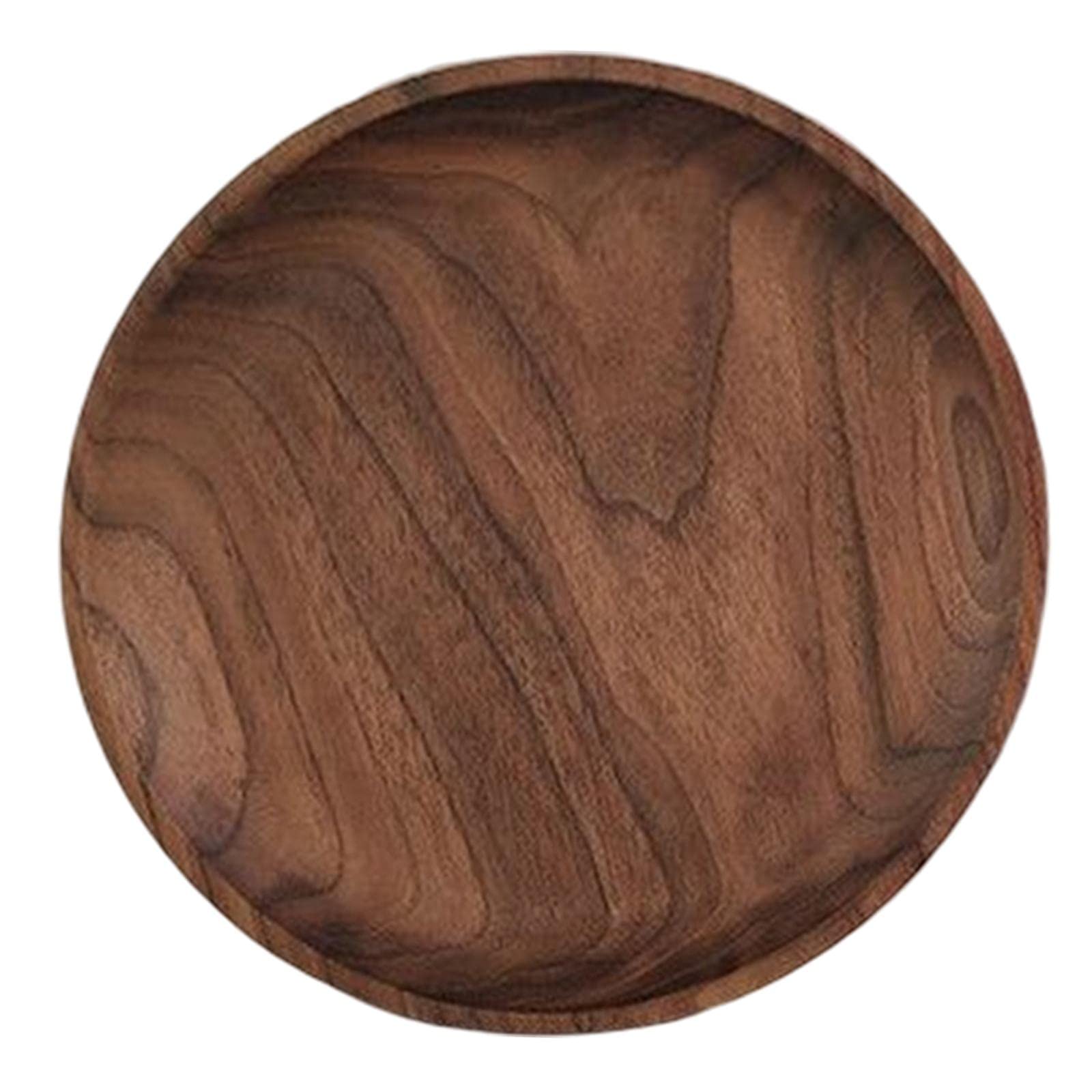 DOLITY 13cm Round Wooden Serving Tray - Natural Wood Plate for Tea, Coffee, Cake, Fruit & Salad | Perfect for Dining Table, Kitchen Counter, Coffee Shop & Home Decor