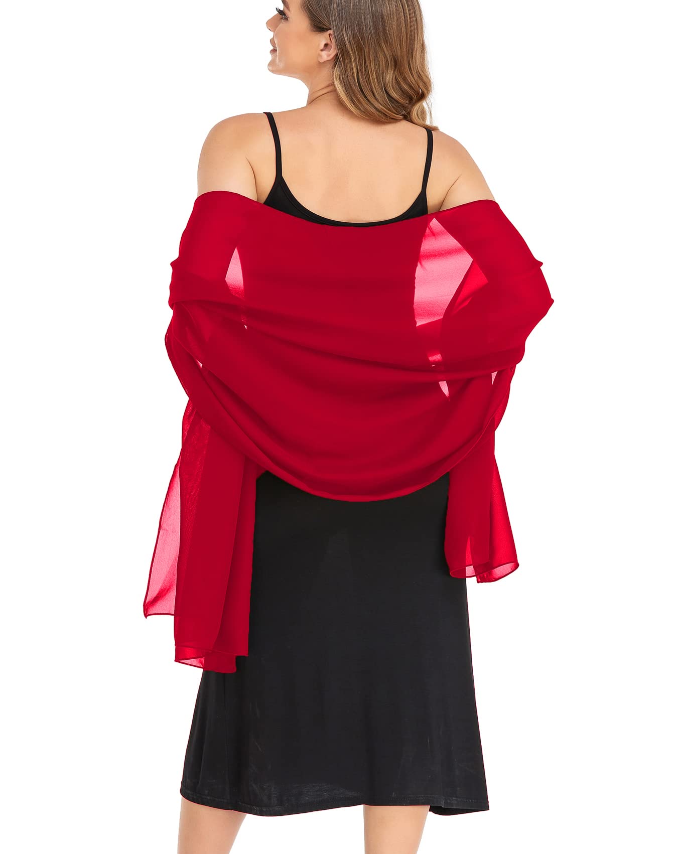 Elegant Sheer Chiffon Shawl Wrap for Women - Soft Silky Wedding Bridal Scarf - Perfect for Evening Dresses, Formal Events & Special Occasions