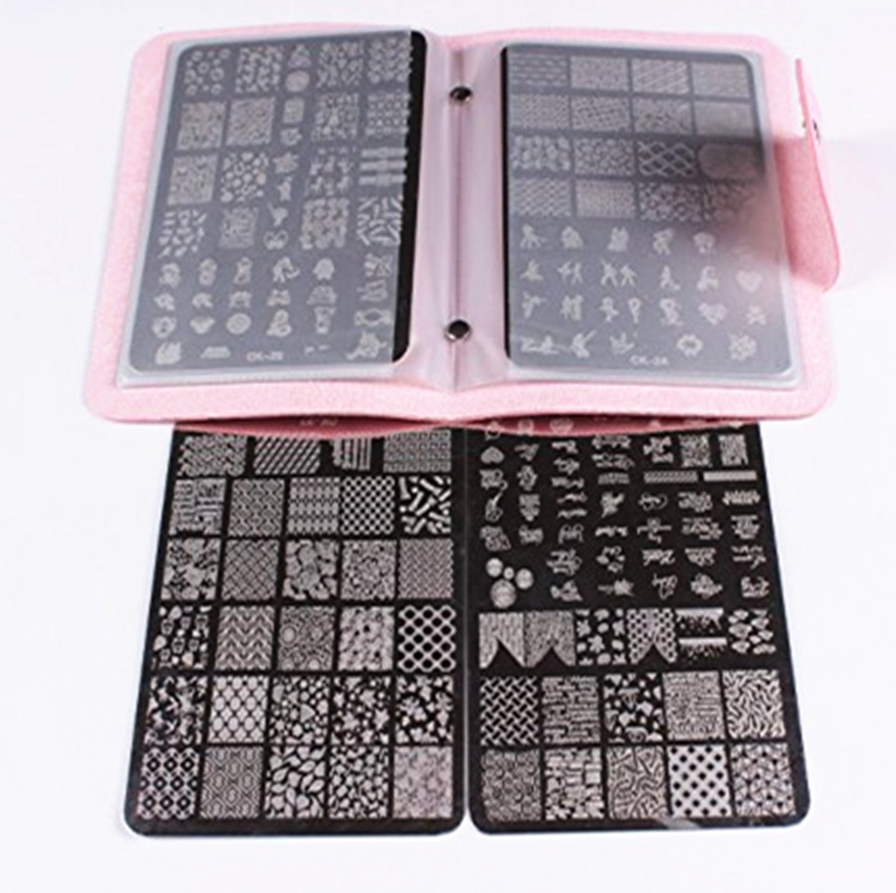 4PCS Big Nail Art Stamp Plates Set - Professional Manicure Stamping Image Plates Collection with Organizer | DIY Nail Design for Salon & Home Use