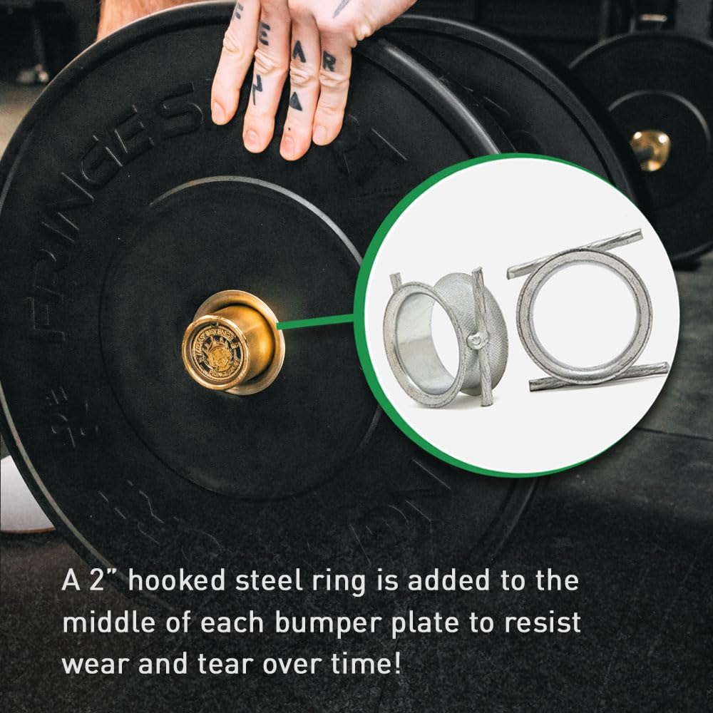 Fringe Sport MILSPEC Bumper Plates Pair - 10lb to 55lb Black Rubber Olympic Weight Plates for 2