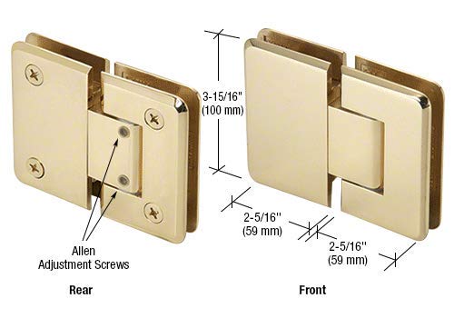 CRL C0L380BR Brass Cologne 380 Series Adjustable 180° Glass-to-Glass Hinge - Heavy Duty Cabinet & Shower Door Hardware for Bathroom & Kitchen Renovation