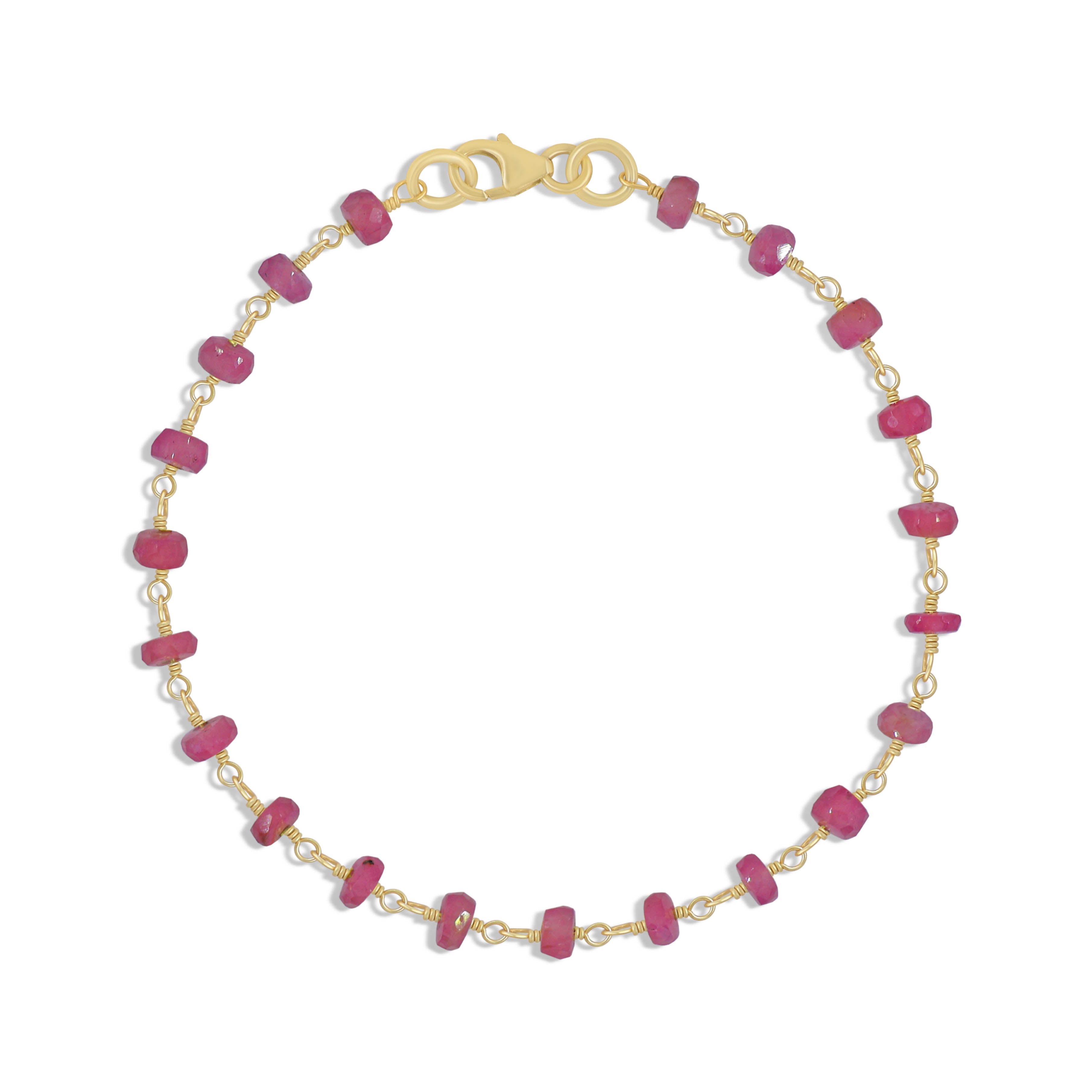 Natural Ruby Smooth Beads Chain Bracelet for Women - Elegant Handmade Jewelry Gift for Her, Perfect for Weddings, Anniversaries & Special Occasions