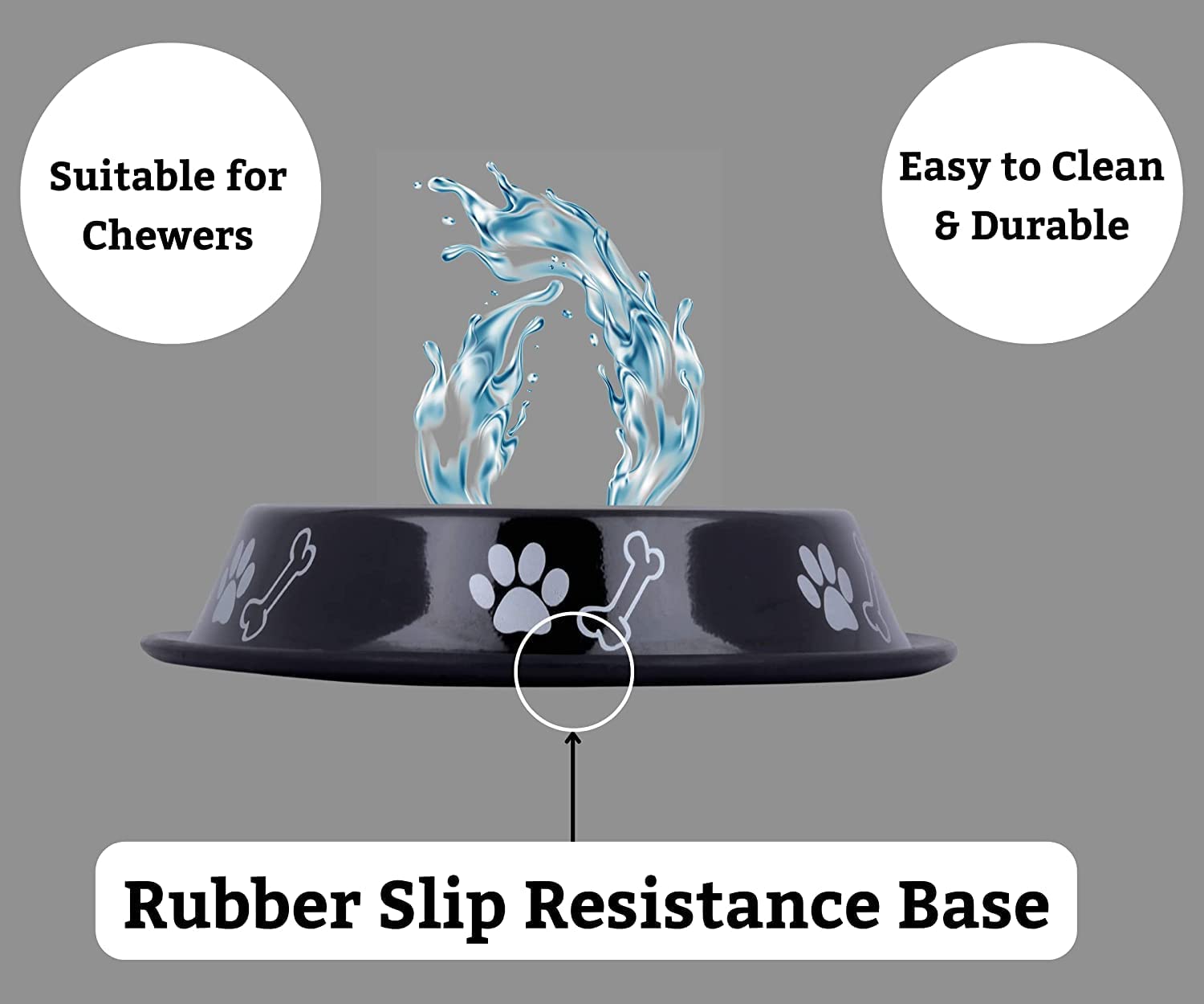 Movson 1000ml Stainless Steel Pet Bowl with Non-Slip Rubber Base - Premium Dog Cat Rabbit Food & Water Dish - Rustproof & Scratch Resistant - Ideal for Puppies, Kittens & Small Pets - Perfect for Home, Travel & Outdoor Use (2-Pack)
