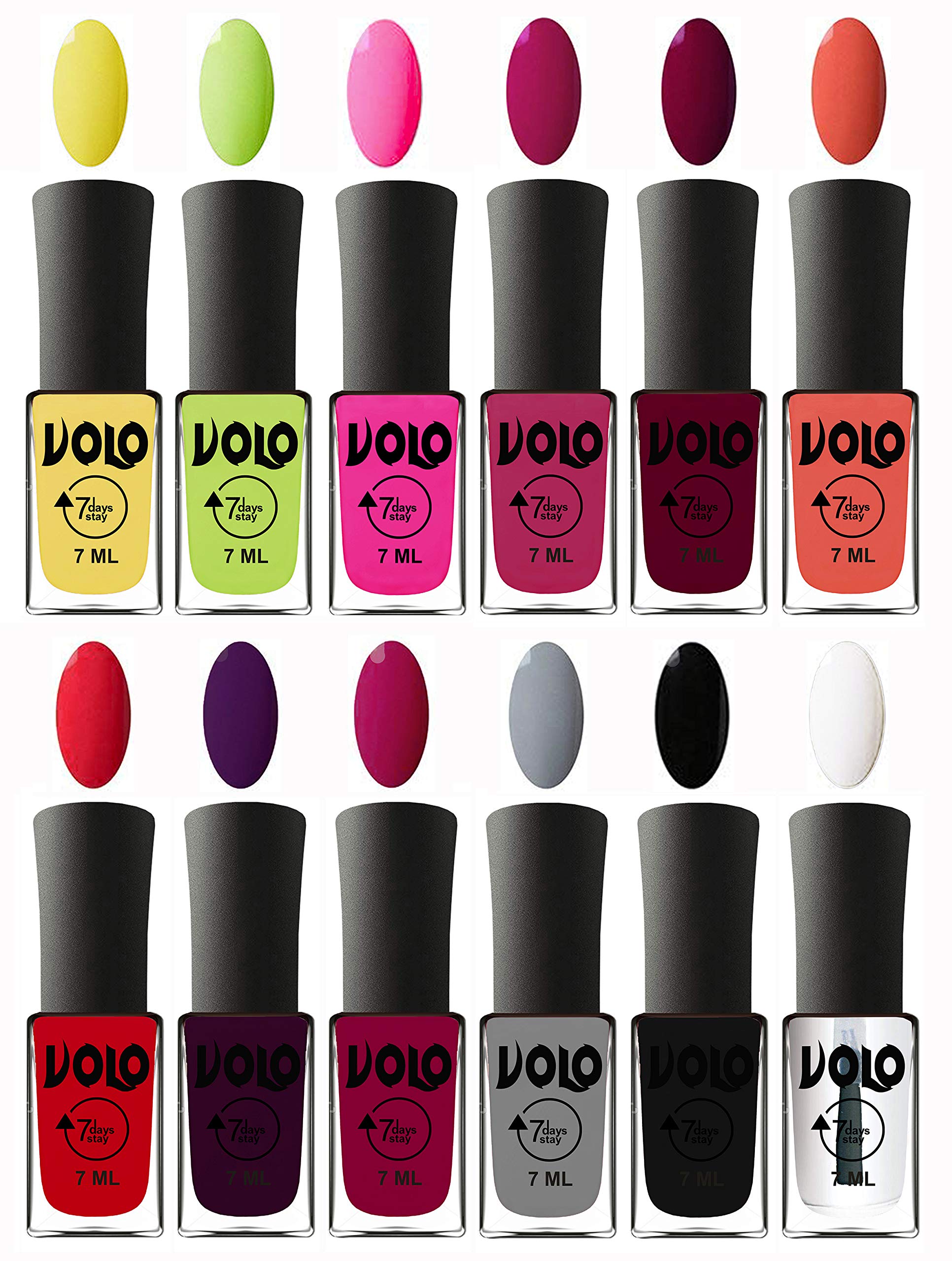 Volo 12-Piece Nail Polish Set for Women & Girls - Long Lasting, Multi-Color Nail Paints - Perfect for Parties, Salons & Everyday Wear