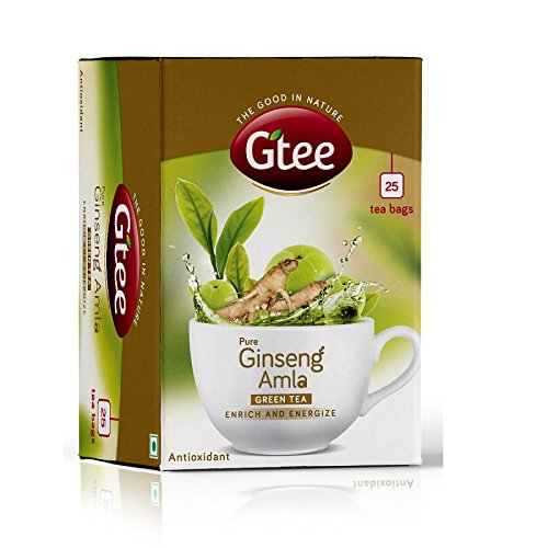 Premium GTEE Green Tea Bags with Ginseng - 25 Count | Antioxidant-Rich Herbal Tea for Energy & Wellness | Perfect for Morning Boost, Afternoon Relaxation & Office Hydration