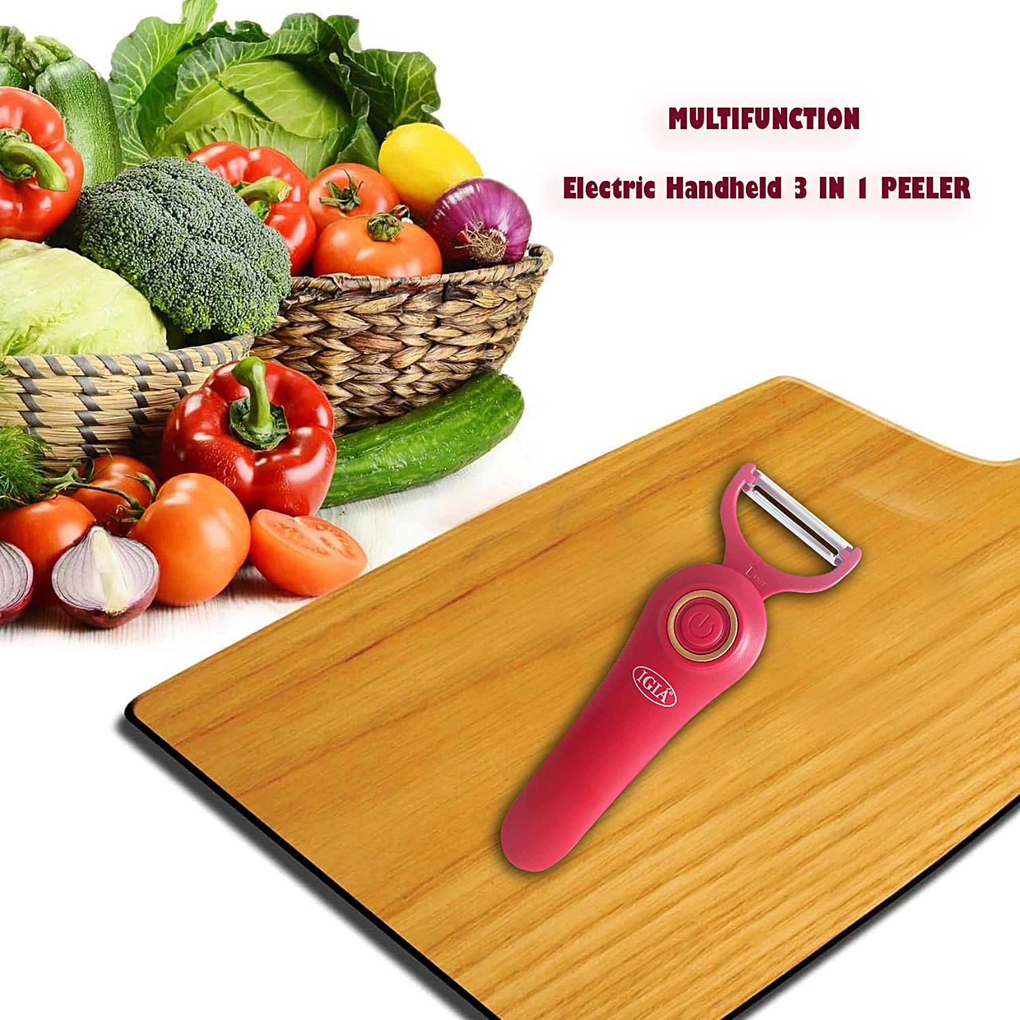 5-in-1 Electric Vegetable Peeler with Recipe Book & Oil Brush - Multi-Function Kitchen Tool for Peeling, Slicing, Grating - Perfect for Potatoes, Carrots, Apples & More