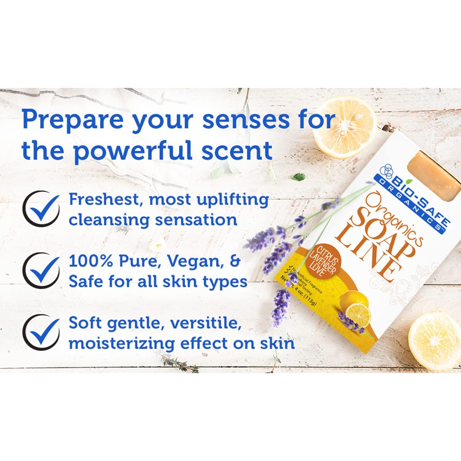 Bio-Safe Organics Citrus Lavender Love Organic Soap - 100% Natural Handmade Luxury Bath Bar for Dry & Sensitive Skin | Relaxing Aromatherapy Gift Set with Moisturizing Properties | 4oz x 12 Pack | Perfect for Spa, Self-Care & Holiday Gifting