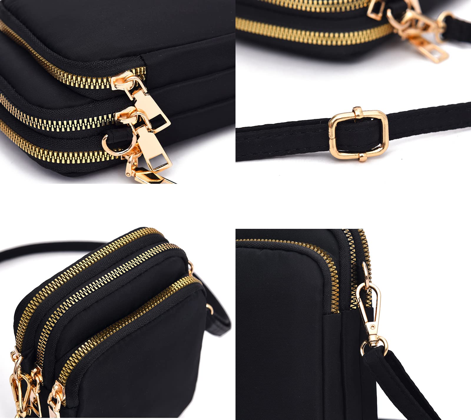 Ecohaso Women's Crossbody Phone Bag - Waterproof Nylon Mini Purse with 3 Zipper Pockets & Adjustable Strap | Perfect for Travel, Shopping, and Everyday Use