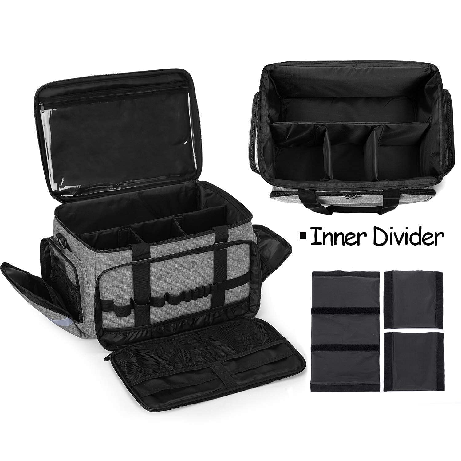 CURMIO Nurse Bag with Inner Divider & Padded Laptop Sleeve - Medical Organizer for Home Visits, Healthcare, Hospice - Gray | Perfect for Doctors, Nurses & Caregivers on the Go