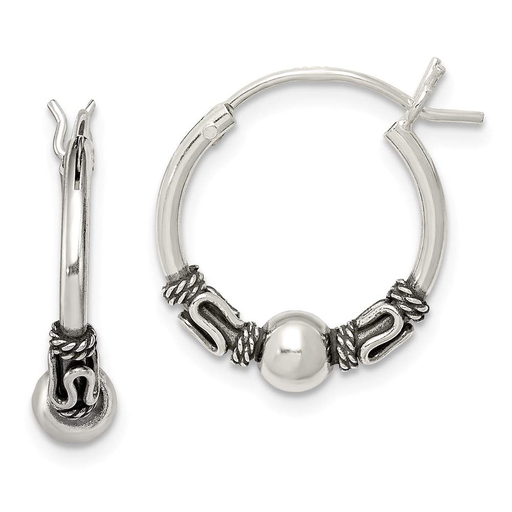 Antiqued 925 Sterling Silver Hoop Earrings (18mm x 16mm) - Vintage Style Jewelry for Women, Perfect for Everyday Wear, Parties & Gifts