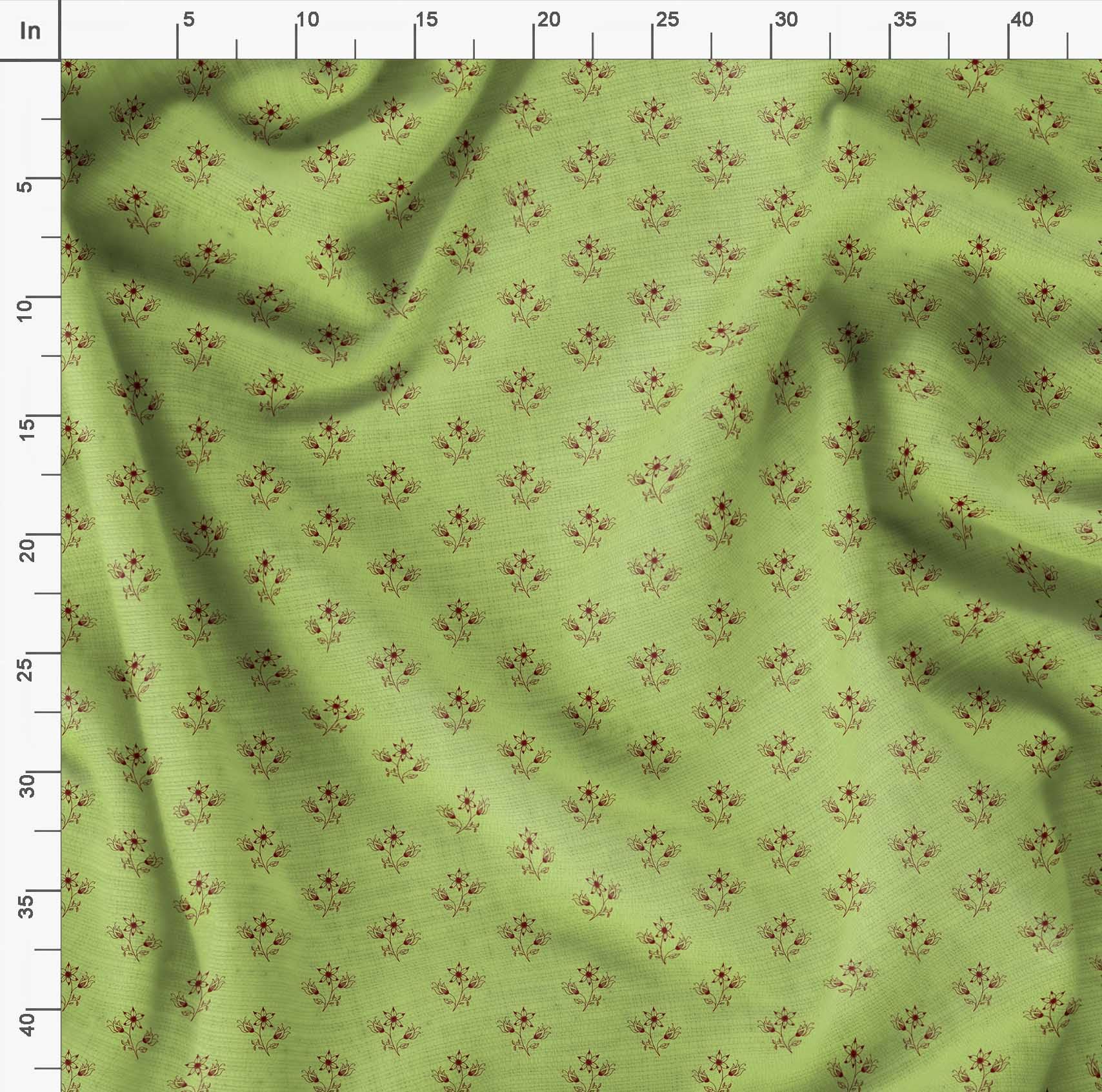 Soimoi Moss Green Georgette Fabric by The Yard - 42 Inch Wide Printed Floral Leaf Design - Elegant Lightweight Fabric for Dresses, Scarves, Curtains & DIY Fashion Projects