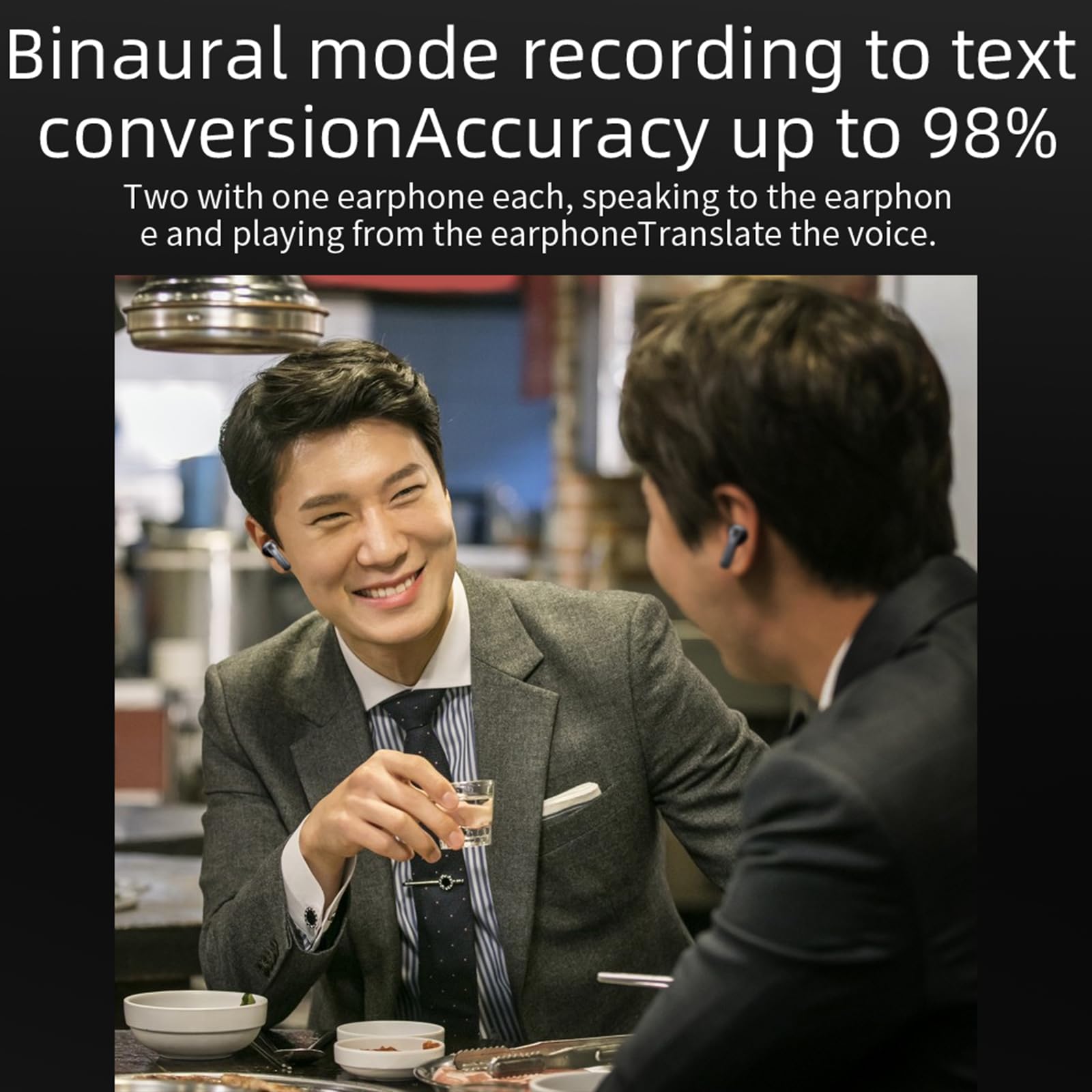 Real-Time Translation Earbuds - 3-in-1 AI Wireless Bluetooth Translator for 144 Languages & Accents | Perfect for Travel, Business Meetings & Language Learning (Diamond Black, 1 Pack)