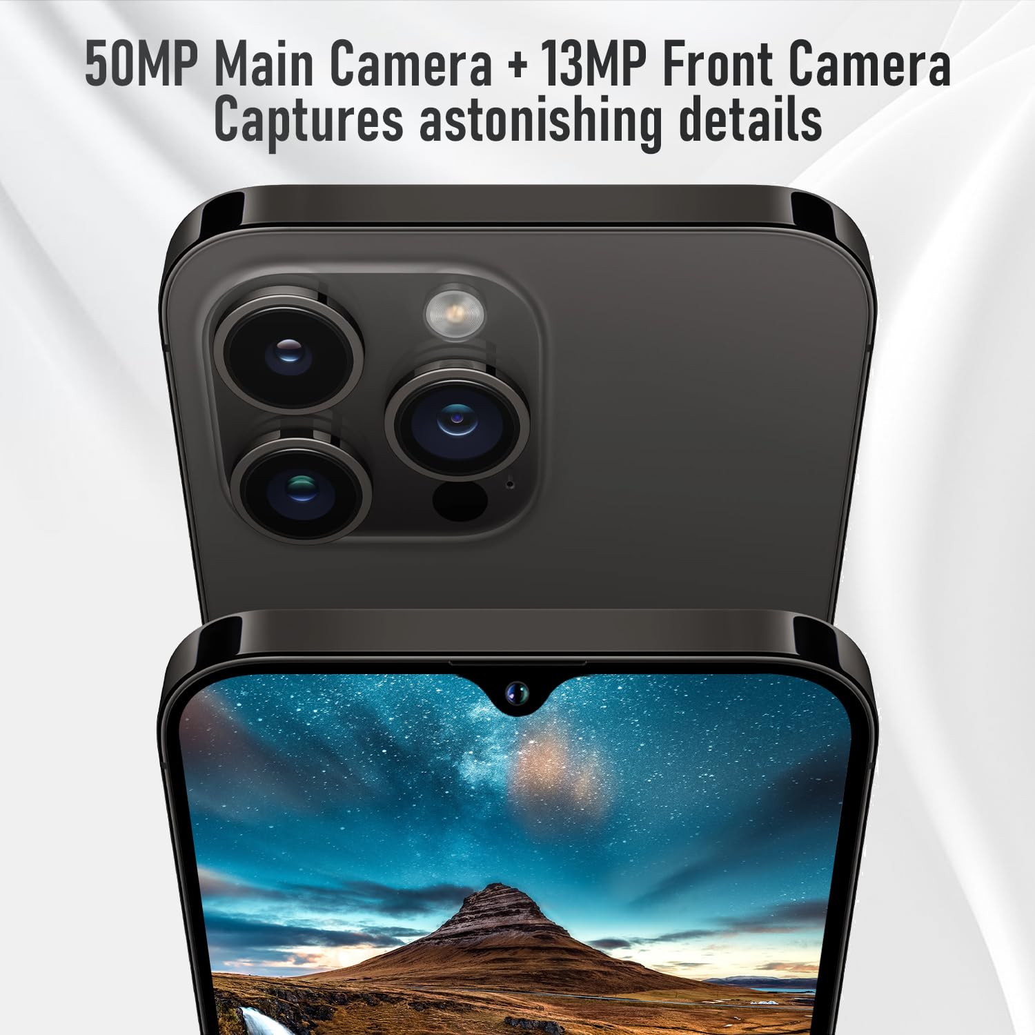 Unlocked I14ProMax Android Smartphone - 8GB RAM 256GB Storage, 13MP+50MP Dual Camera, 6800mAh Long Battery Life, 6.8