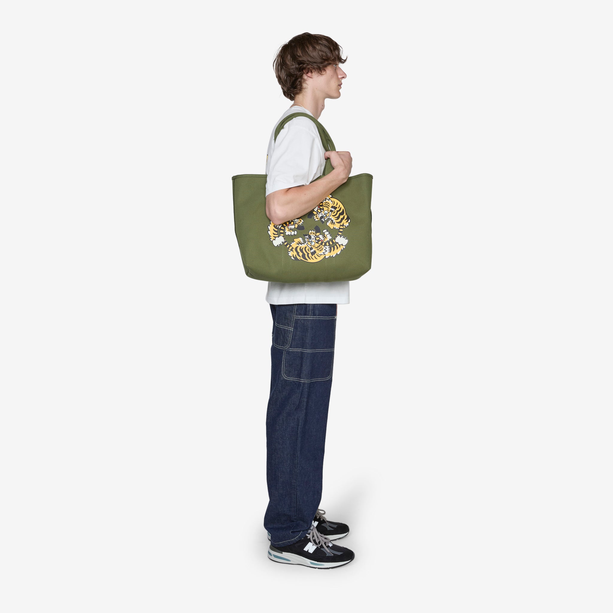 KENZO VERDY MARKET Large Reversible Tote Bag in Khaki | Fashionable & Spacious Unisex Shoulder Bag for Work, Travel & Shopping